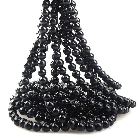 ICAI Beads 10mm Natural Black Onyx Stone Round Loose Stone Beads for Jewelry Making DIY Crafts Design 1 Strand 15" APPR.34-36pcs