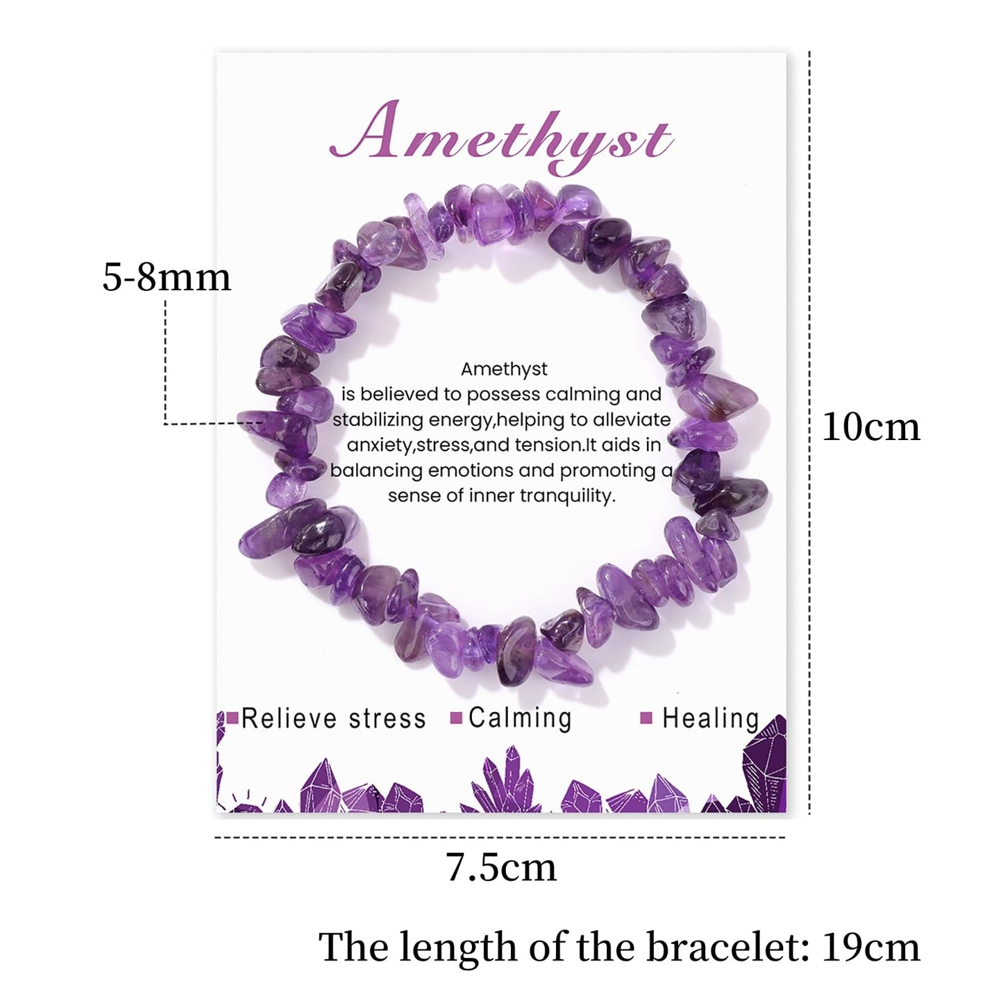 Lit Wall Amethyst Bracelet for Women 8mm Raw Amethyst Bracelet Handmade Natural Stone Gemstone Stretch Bracelet Amethyst Crystal Bracelet for Women Girls