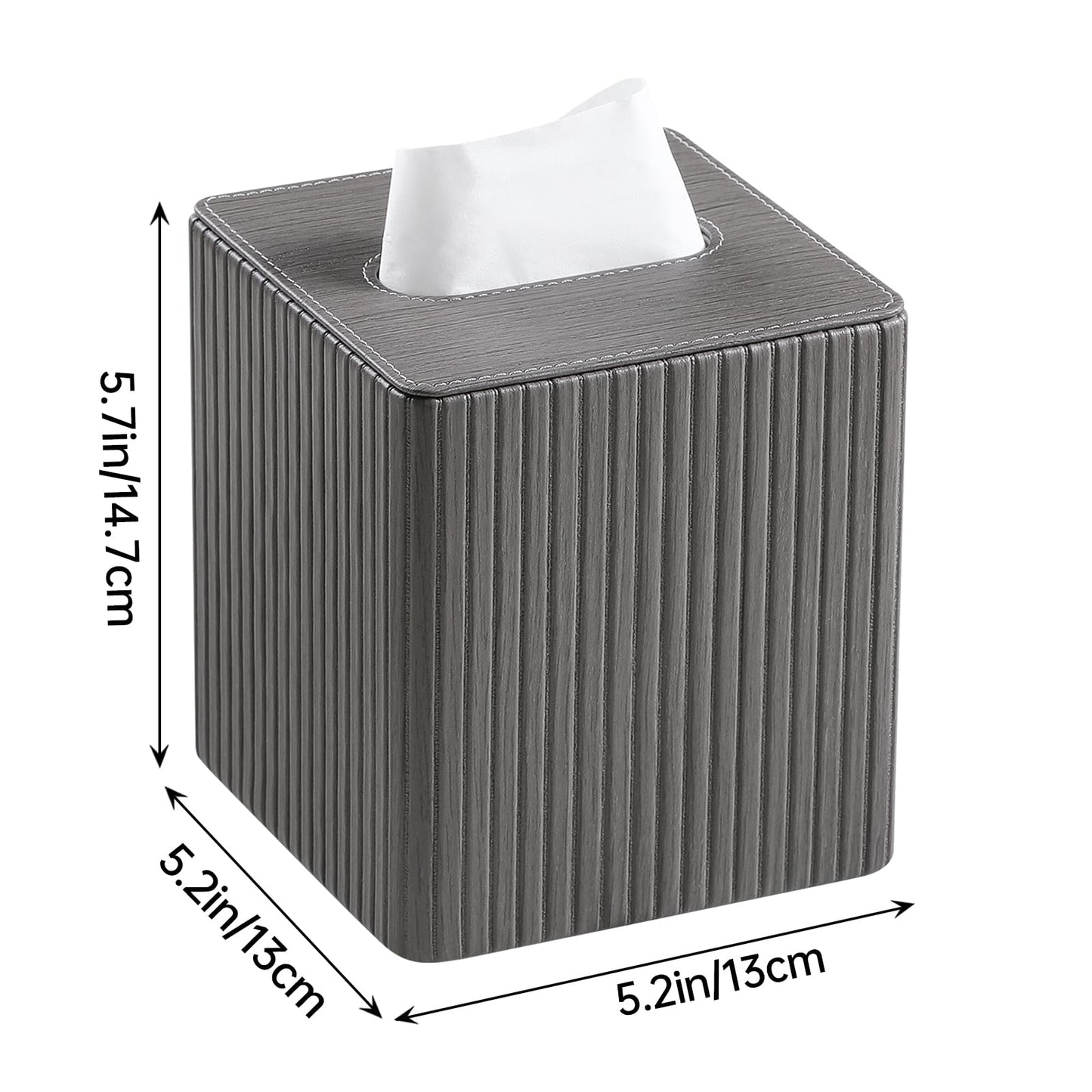 MEIBOOCH PU Leather Tissue Box Cover Square Tissue Box Holder with Magnetic Closure (Slate Grey)