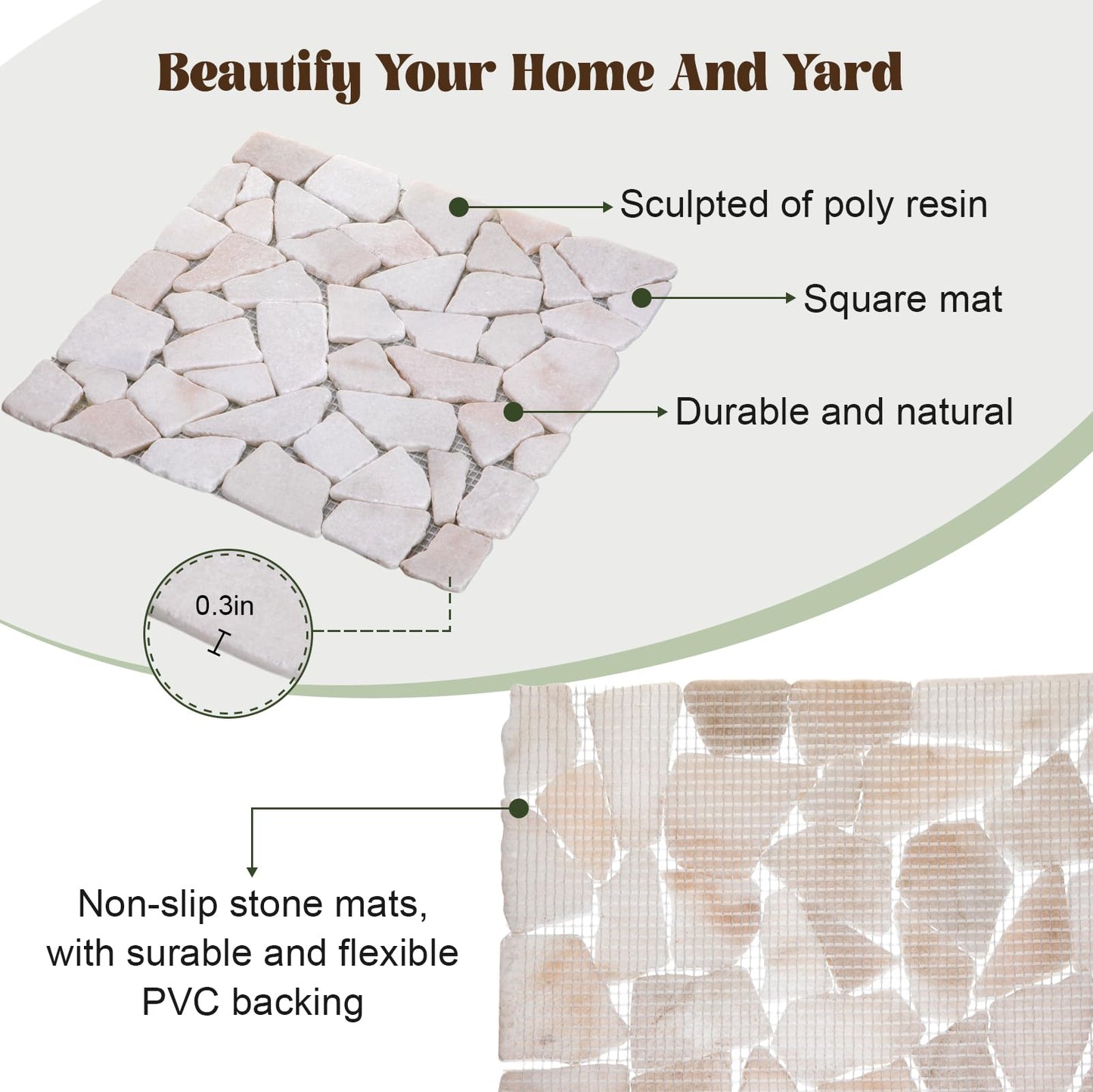 Sasylvia 6 Pcs 12 Inch Stepping Stones Pavers for Outside Walkway, Square Marble Riverstone Decor Pathway Stepping Stones for Patio Backyard Garden Walkway Pathway Outdoor Lawn Yard Decorations