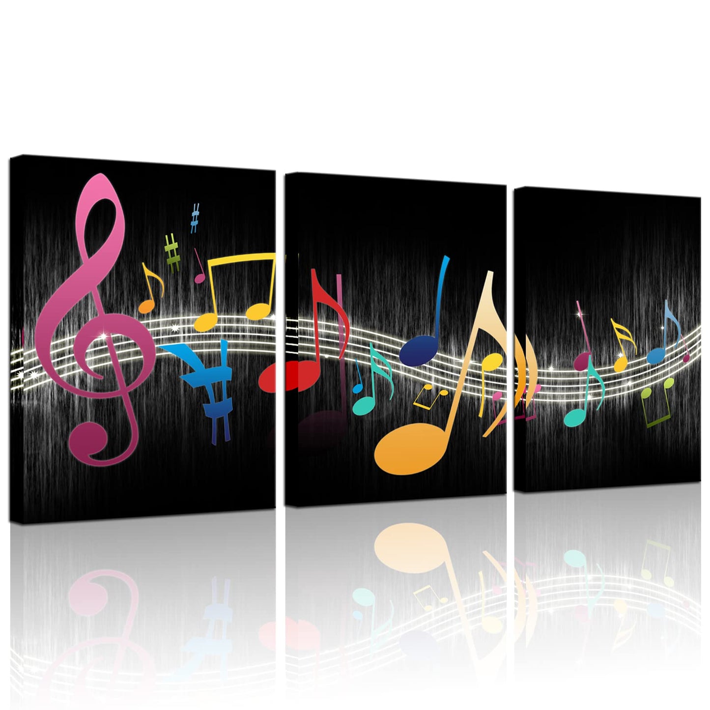 Biuteawal - Music Wall Art Modern Musical Note Canvas Prints Stretched and Framed Beautiful Notes Beating on Staff Picture Decor Artwork for Party Home Living Room Bedroom Ready to Hang