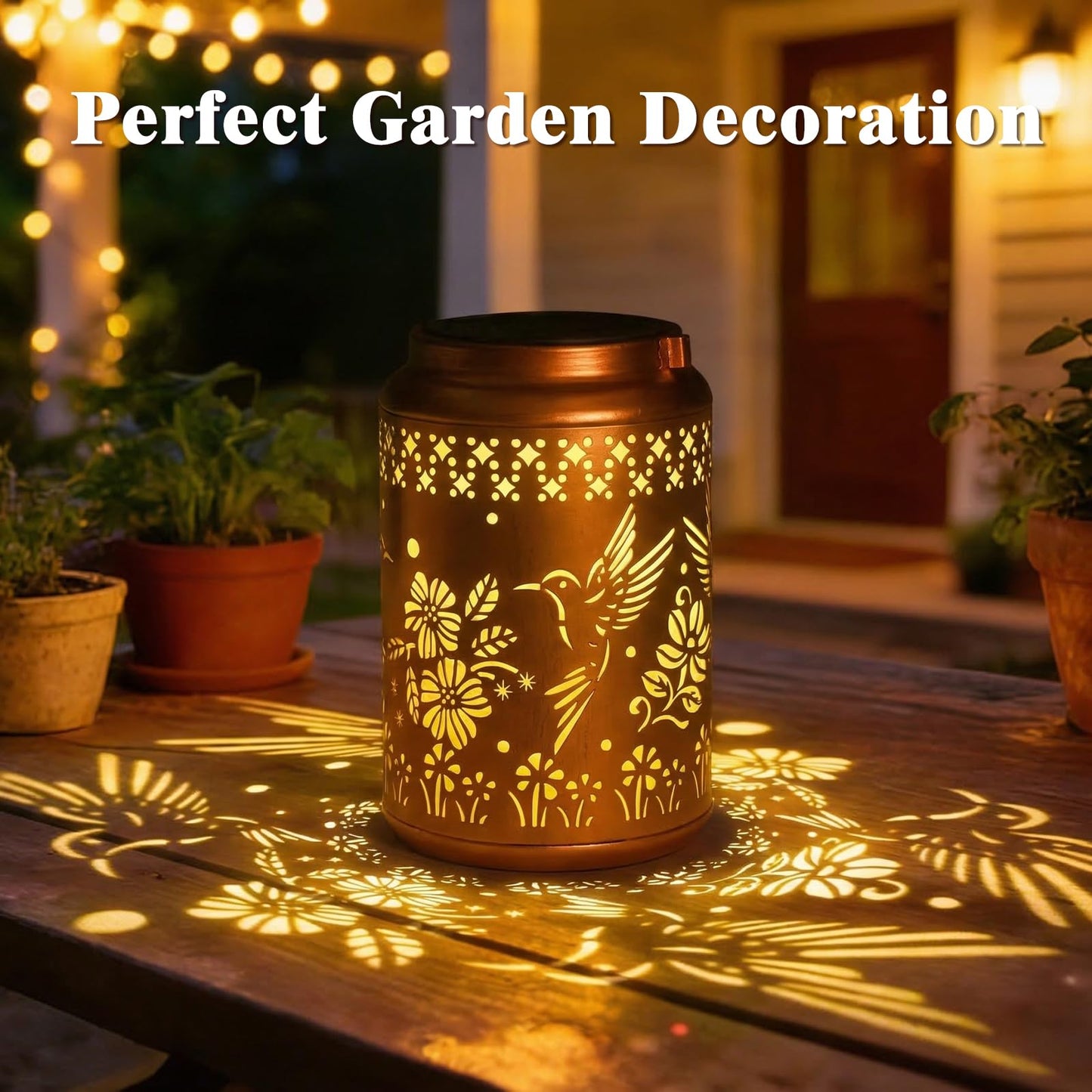 Mothers Day Gifts for Mom, Hummingbird Solar Lanterns Outdoor Waterproof - Birthday Gifts for Women, Hanging Solar Lantern for Yard, Patio, Porch, Garden Decor