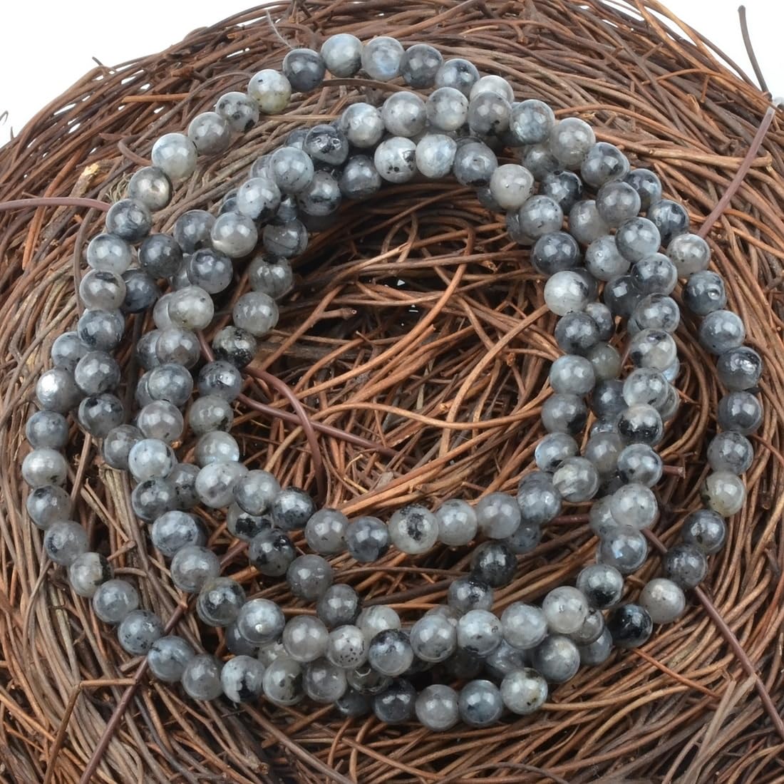 MASSIVE BEADS Larvikite Labradorite - Eternity - Handmade Handmade Yoga Stretch Elastic Bracelet Natural Stone Crystal Healing Power Energy Gifts for Unisex Adult 4mm