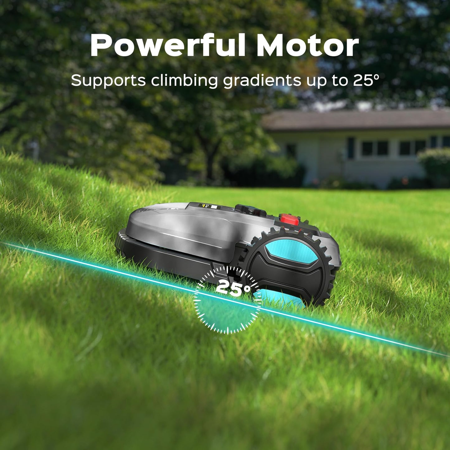 2026 New Robot Lawn Mower with App Control – Features Adjustable Cutting Height, Auto-Charging, Obstacle Detection and Brushless Motor for Lawns Up to 1/8 Acre, Dark Gray