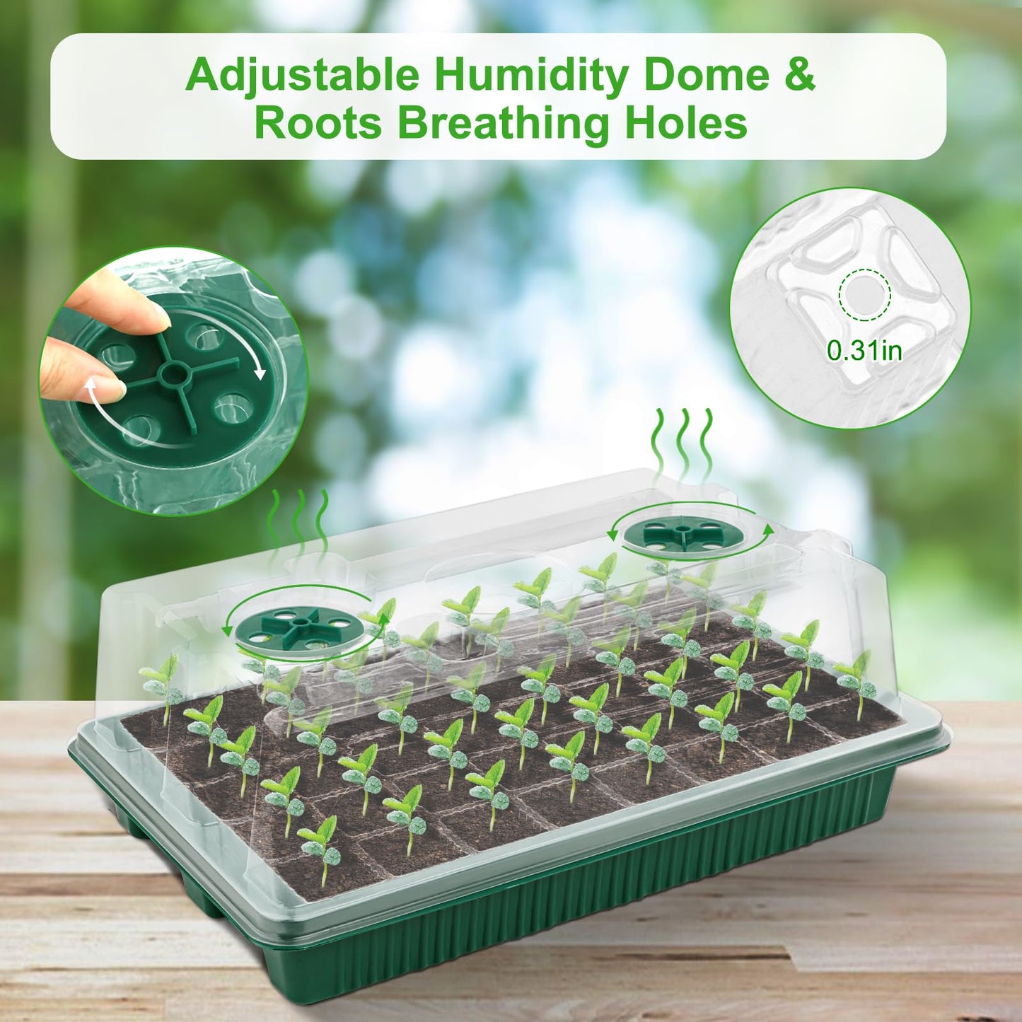 NEWKITS 2 Packs Starter Tray with Grow Light, 80 Cells Seed Starter Kits with Humidity Dome and Base Plant Germination Seedling Starter Kit with Smart Timer for Indoor Greenhouse Wheatgrass Hydroponic