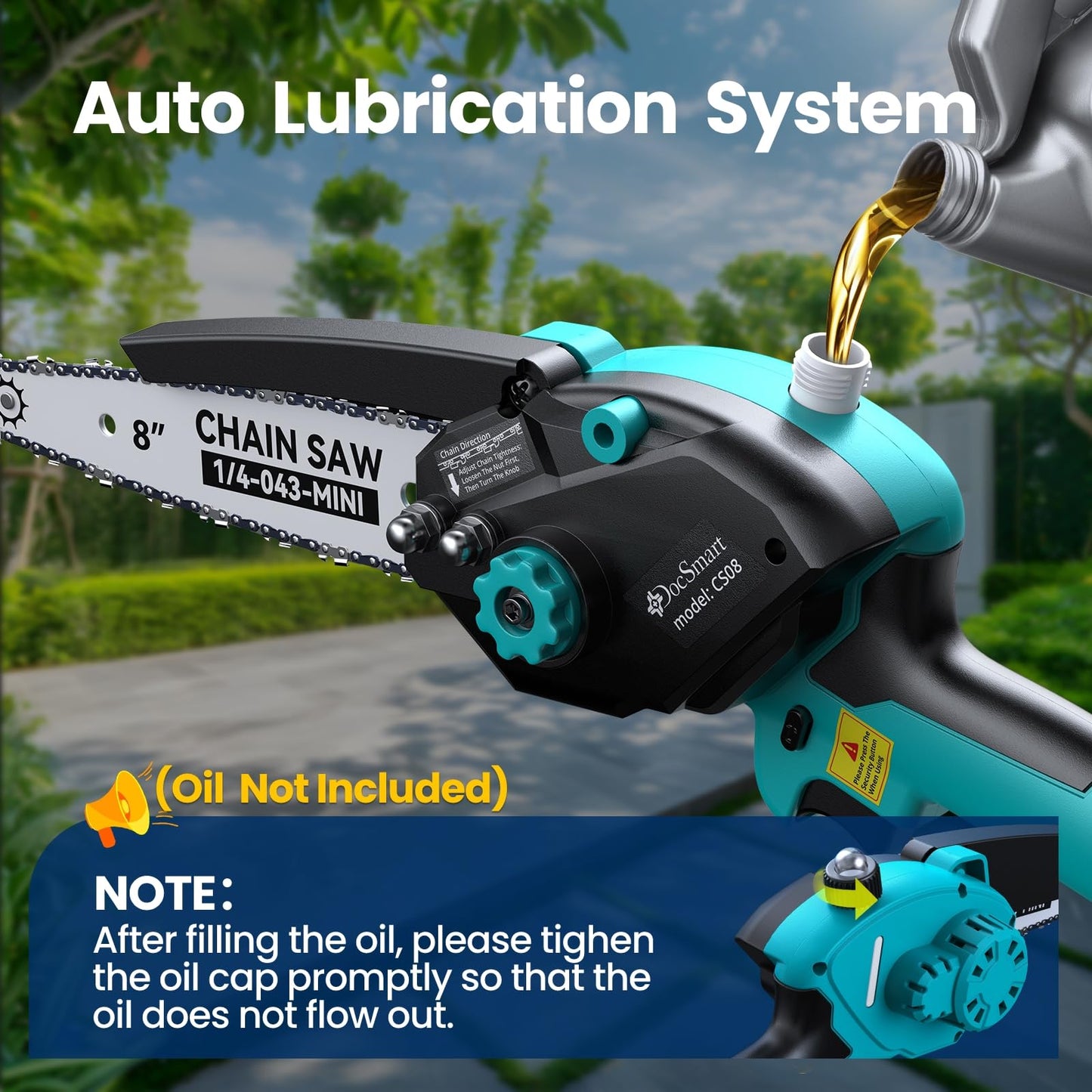 Electric Hand Saw for Pruning Small Trees, Brushless 8 inch & 6 inch Portable Mini Chainsaw with 2 Rechargeable Batteries, 1000W Handheld Chain Saw for Wood Cutting, Gardening Gifts for Mother's Day