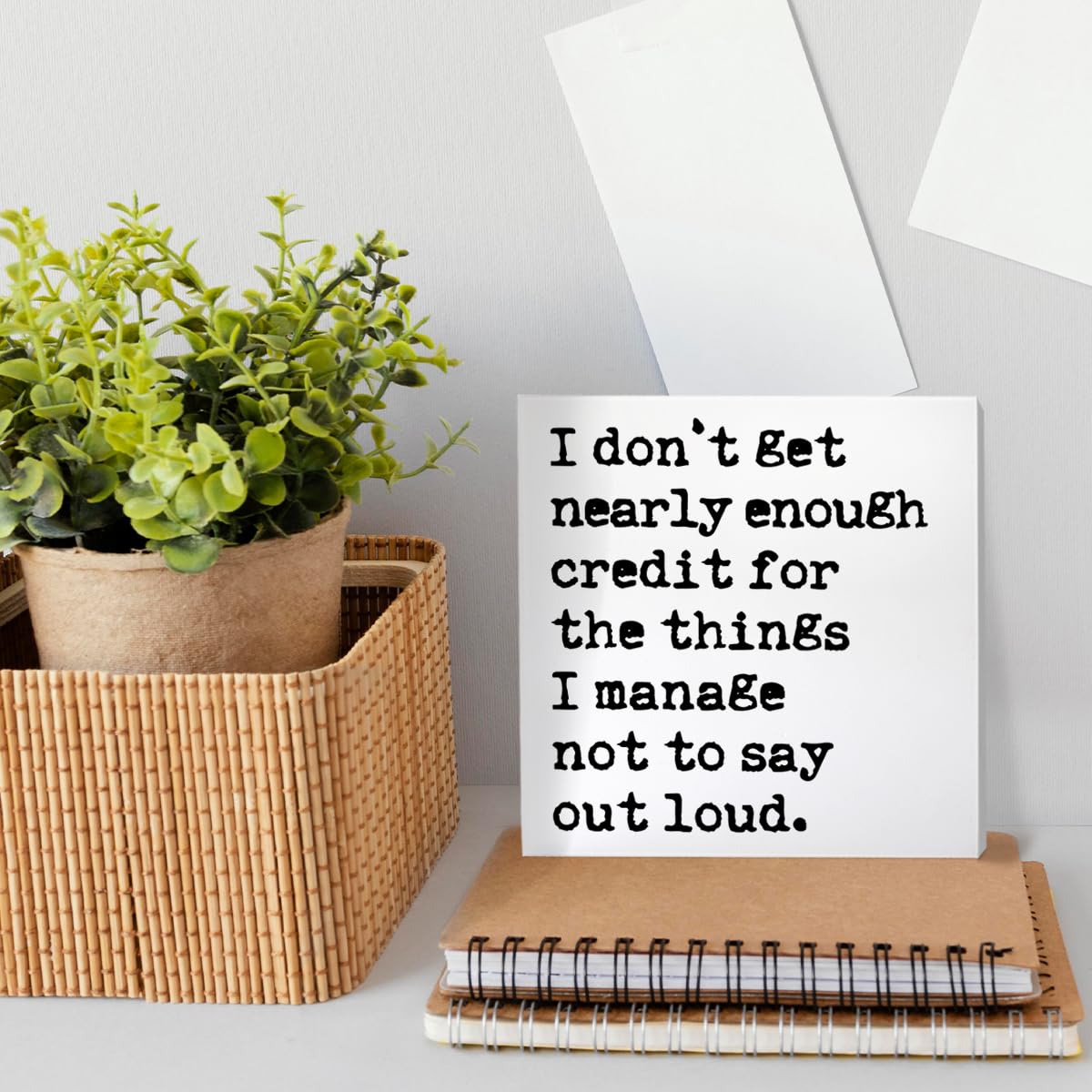 Funny Office Desk Decor Wooden Sign, Funny Office Decoration for Work Women Men, Gifts for Coworker Colleague