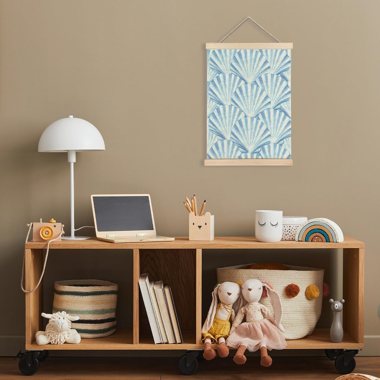 CIOJUNE Seashell Wall Decor, Trendy Preppy Blue Seashell Wall Art Poster Hanger Frame, Preppy Beach Room Decor, Coastal Beachy Canvas Prints Wall Art for Home Living Room Dorm Decor, 12x16 Inch