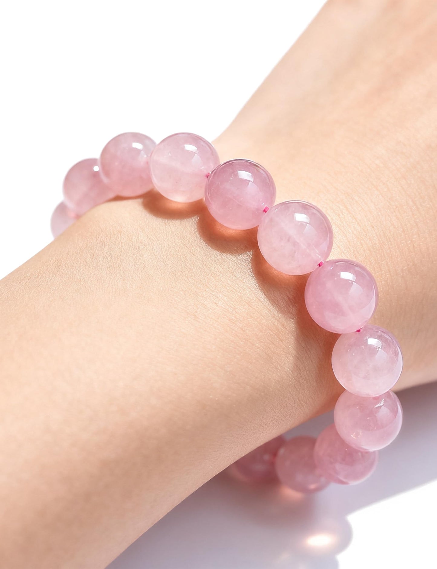 Silan's Lavender Pink Crystal Bracelet for Women, Natural Gemstone Stretch Elastic Adjustable Bracelet with Lucky Card, Gift for Her (7-8mm)