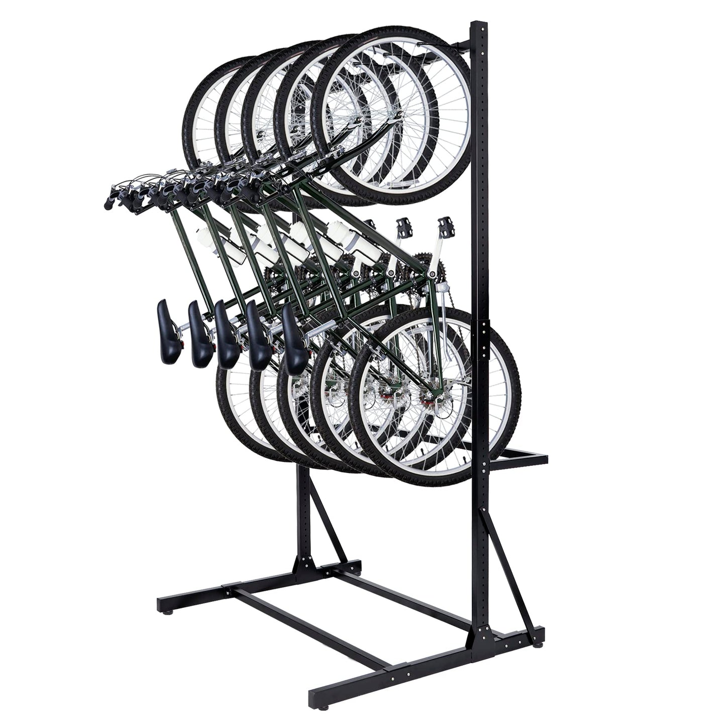 DorBuphan Bicycle Storage Rack for Garage, Freestanding Bike Storage Rack Max 5 Bikes, Heavy-Duty Solid Steel Bike Racks for Garage for Home and Garage Organizer