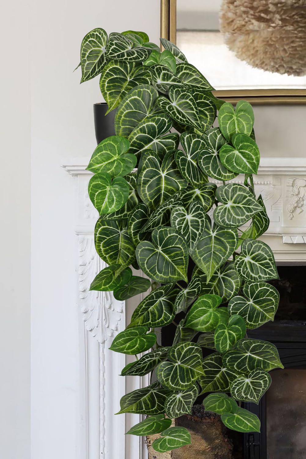 Large Fake Hanging Plants in Pot with Hook, 37" Artificial Hanging Pothos Long Vines Plants, Fake Potted Greenery Plant for Room Wall Living Room Bathroom Kitchen, Big Faux Ivy Houseplants for Shelf