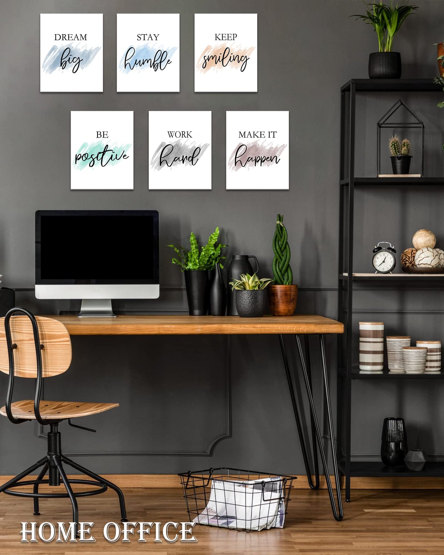 𝗗𝗿𝘀𝗼𝘂𝗺 Motivational Wall Decor Inspirational Office Wall Art Quotes Wall Art for Living Room Encouraging Canvas Posters for Office Bedroom Sayings for Wall Decor - 8” x10” x6 PCS (𝗙𝗿𝗮𝗺𝗲𝗱)