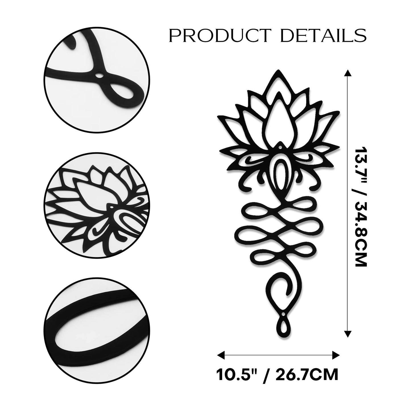 Lotus Flower Wall Decor – Black Metal Yoga Wall Art with Lotus Design, Spiritual Home Décor Sculpture for Meditation Spaces, Living Room, Bedroom, Office