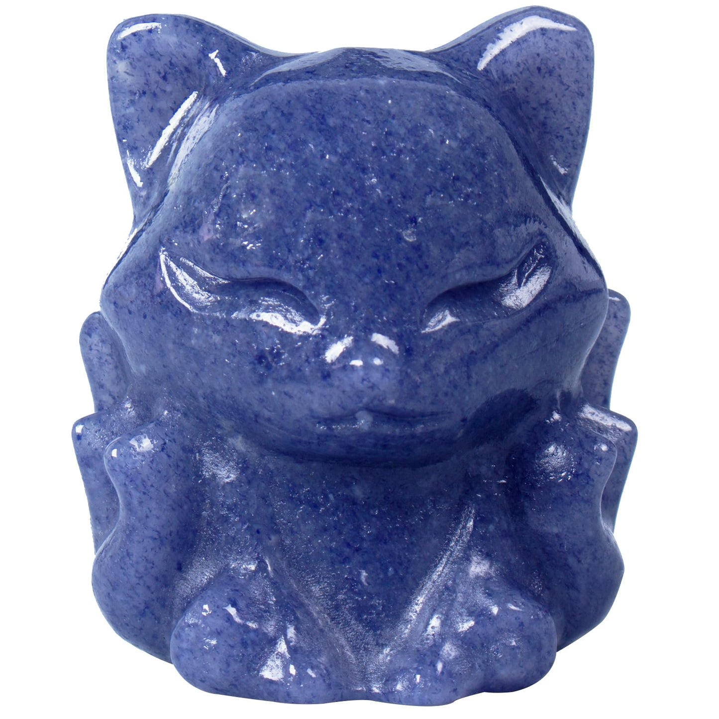 QLRSUXN Blue Aventurine Nine Tailed Fox Decor,2 Inch Healing Crystals Fox Statue,Lucky Guardian Pocket Fox Figurines as Women’s Gifts,Fox Figurine for Office Home Decor and Ornament.