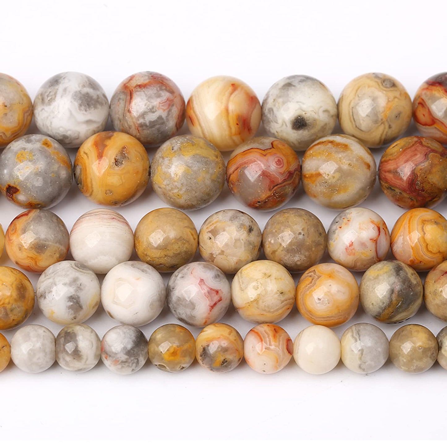 6MM 60PCS Yellow Crazy Lace Agate Beads Natural Stone Spacer Loose Beads for Jewelry Making DIY Bracelet Necklace