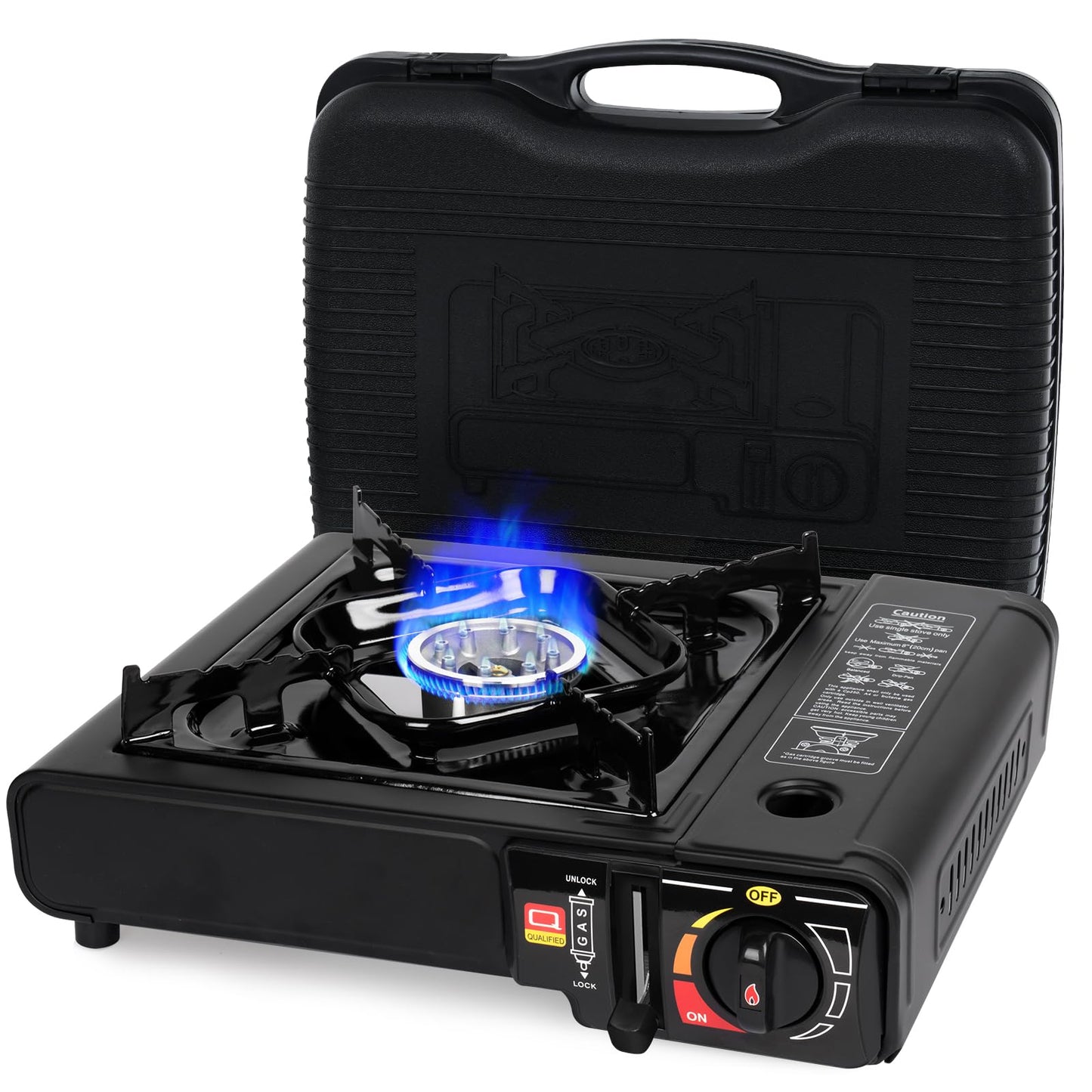 SHINESTAR Butane Camping Stove with Carrying Case, Portable Stove for Camping, Hiking, Emergencies, Tailgating Essentials, 7800 BTUs Output