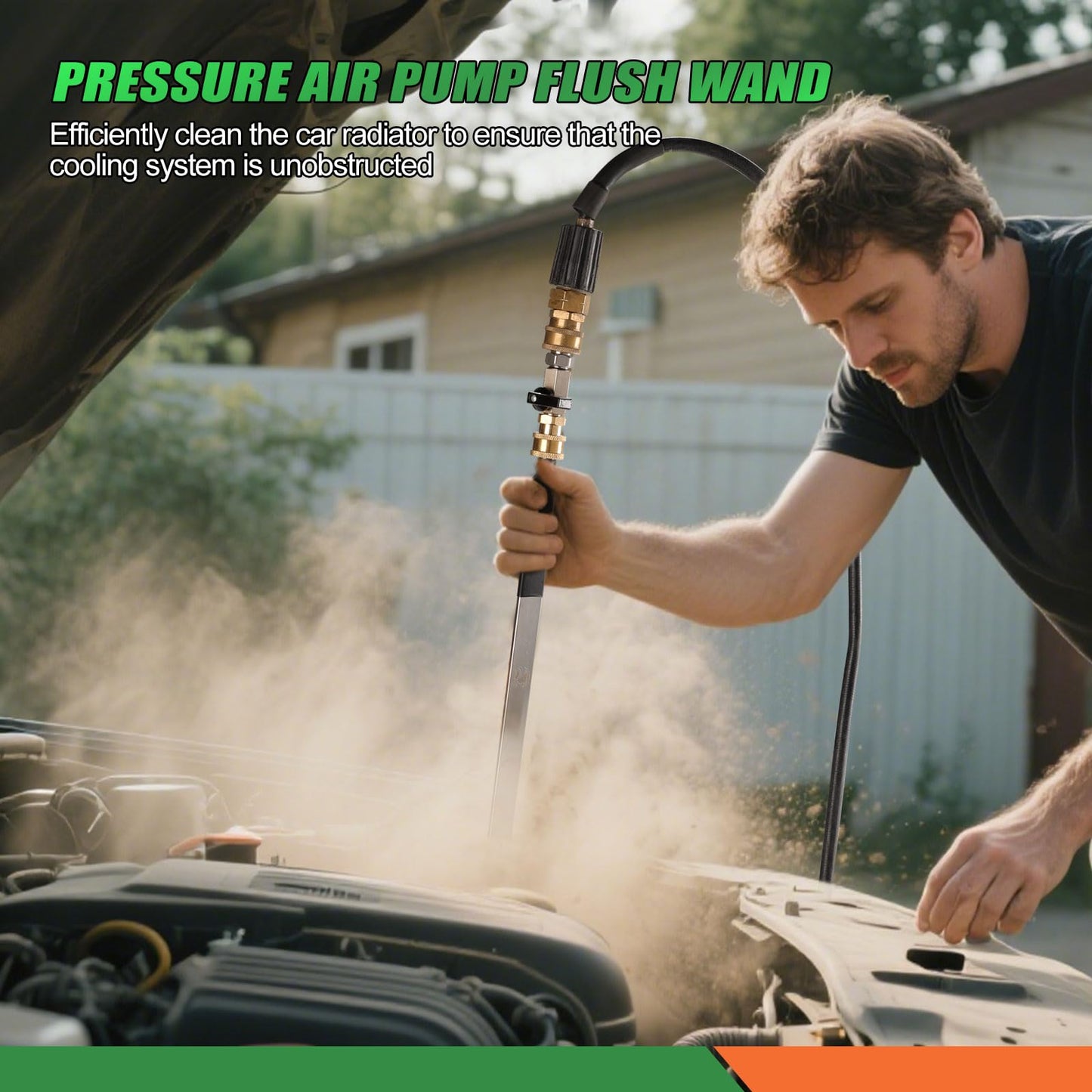 24 Inch Pressure Washer Wand for Car Radiator Cleaning Tools, Dual-Use Radiator Cleaner Wands for Pressure Washer & Pressure Air Pump Flush Car Truck Radiator Power Washer Wand with 4 Nozzle Tips
