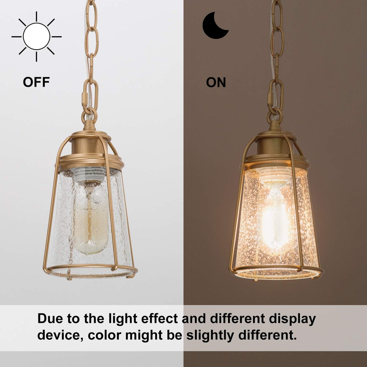 KSANA Gold Pendant Lighting, Mini Modern Hanging Light Fixture with Seeded Glass Shade for Kitchen Island, Foyer, Hallway, Bedroom and Entryway