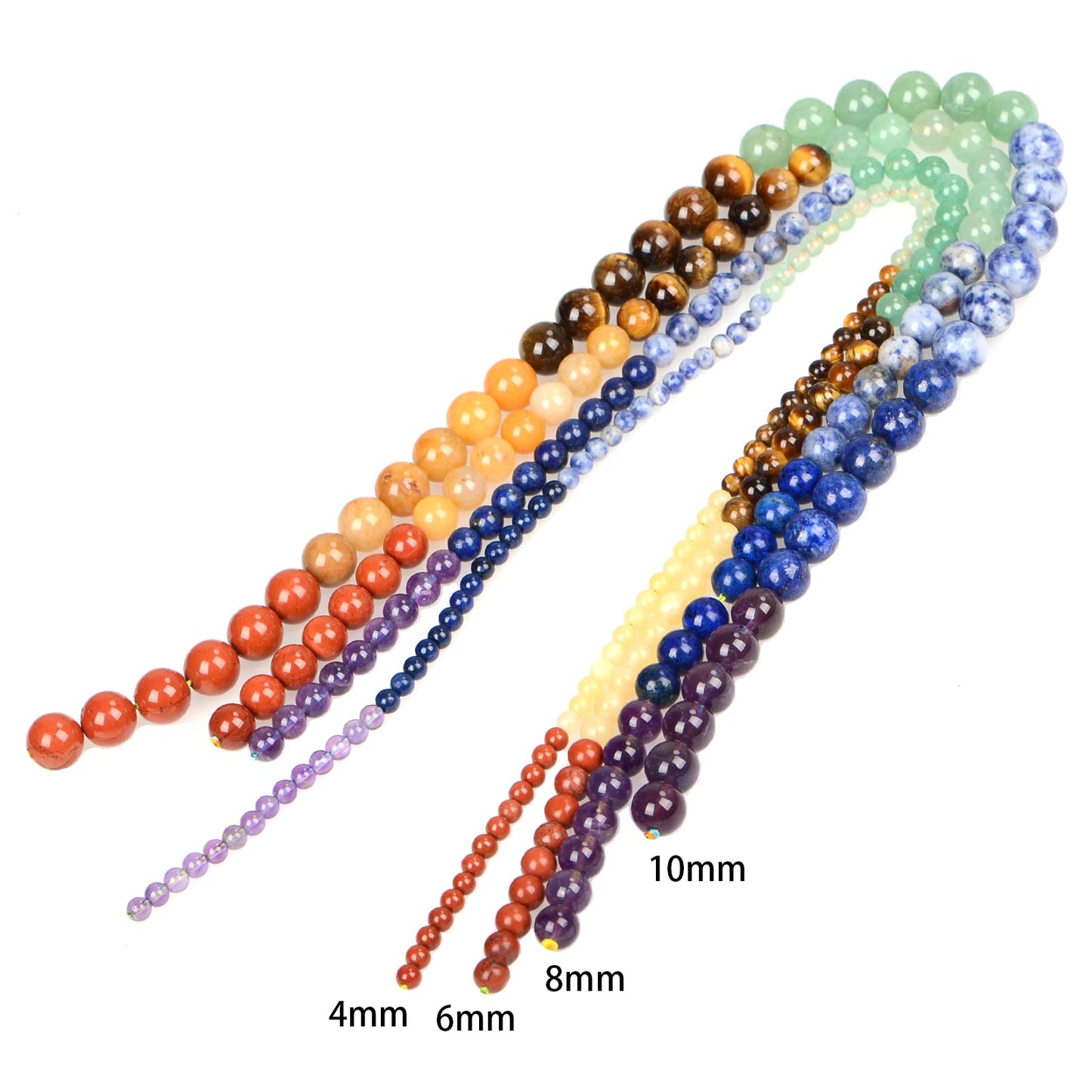 ICAI Beads 10mm Natural Colorful Stone Round Loose Stone Beads for Jewelry Making DIY Crafts Design 1 Strand 15" APPR.42pcs.