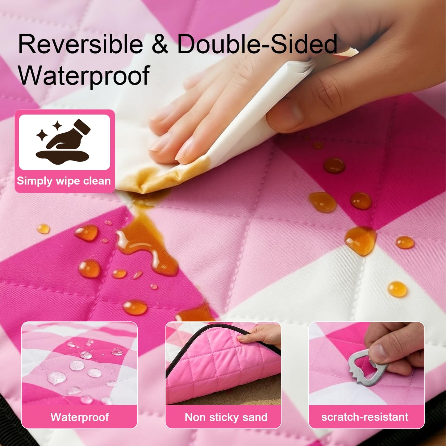 JACTUM 2 in 1 Tote Picnic Blanket Waterproof Outdoor Camping Mat，Large Capacity Beach Blanket 80''x80'' 7 Layers Easy to Foldable and Carry.