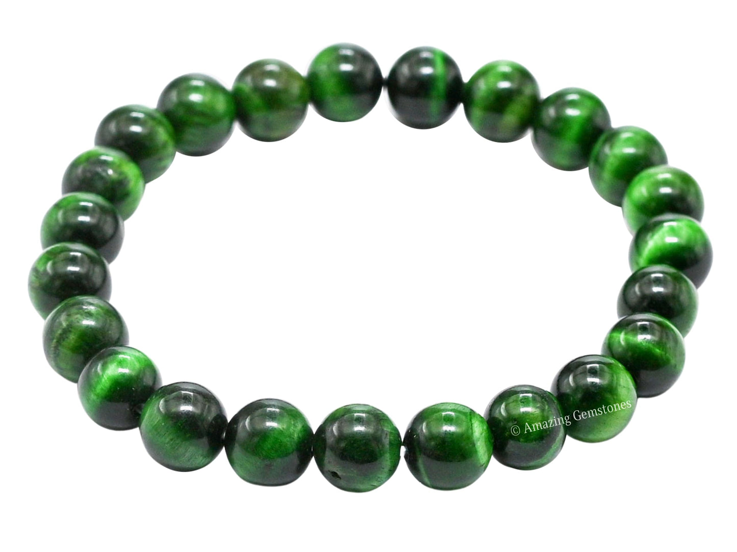 Amazing Gemstone Crystal Bracelet for Women Men's Gifts - Protection Healing Crystal Bracelet - 8mm Gemstone Beaded Stretchable Bracelet Pulseras Para Hombres Mujer Stocking Stuffers Mothers Day Gift (Green Tiger Eye)