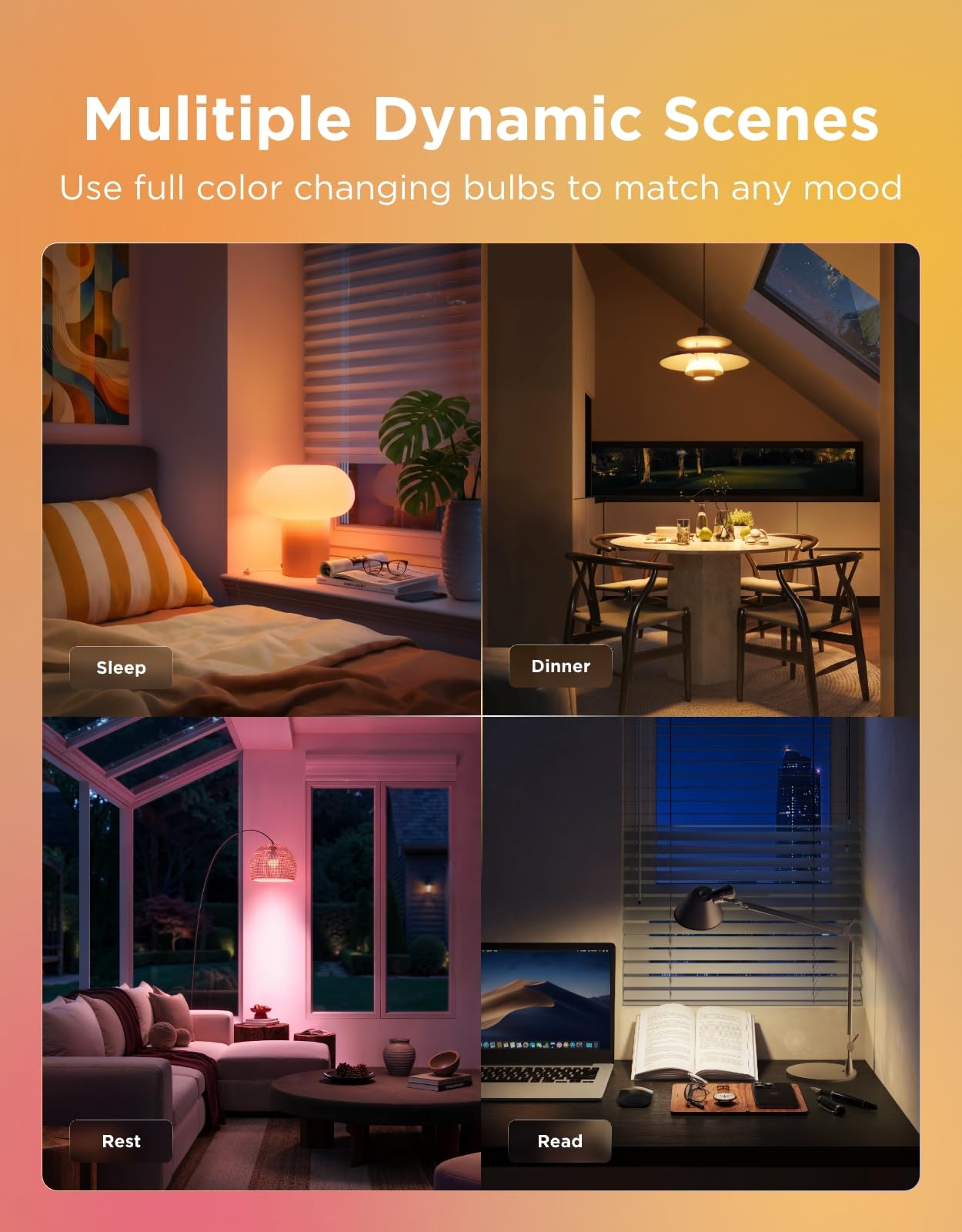 Govee Smart Light Bulbs, Color Changing Light Bulb, Work with Alexa and Google Assistant, 16 Million Colors RGBWW, WiFi & Bluetooth LED Light Bulbs, Music Sync, A19, 800 Lumens, 4 Pack