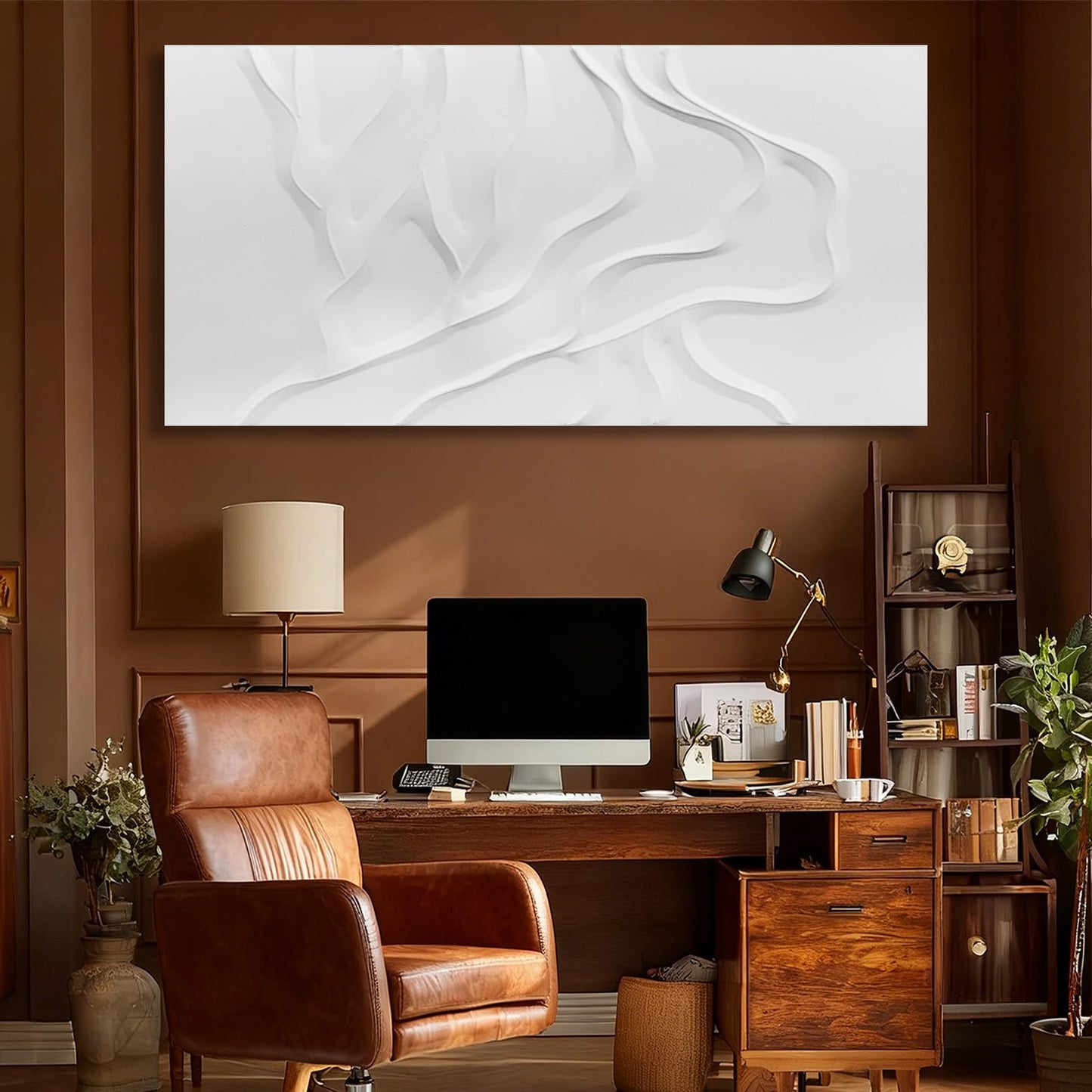 ZUNARE Minimalist White Abstract Wall Art, Hand Painted Textured Canvas with Soft Organic Relief, Modern Neutral Wall Decor for Living Room or Bedroom 24×48 Inch