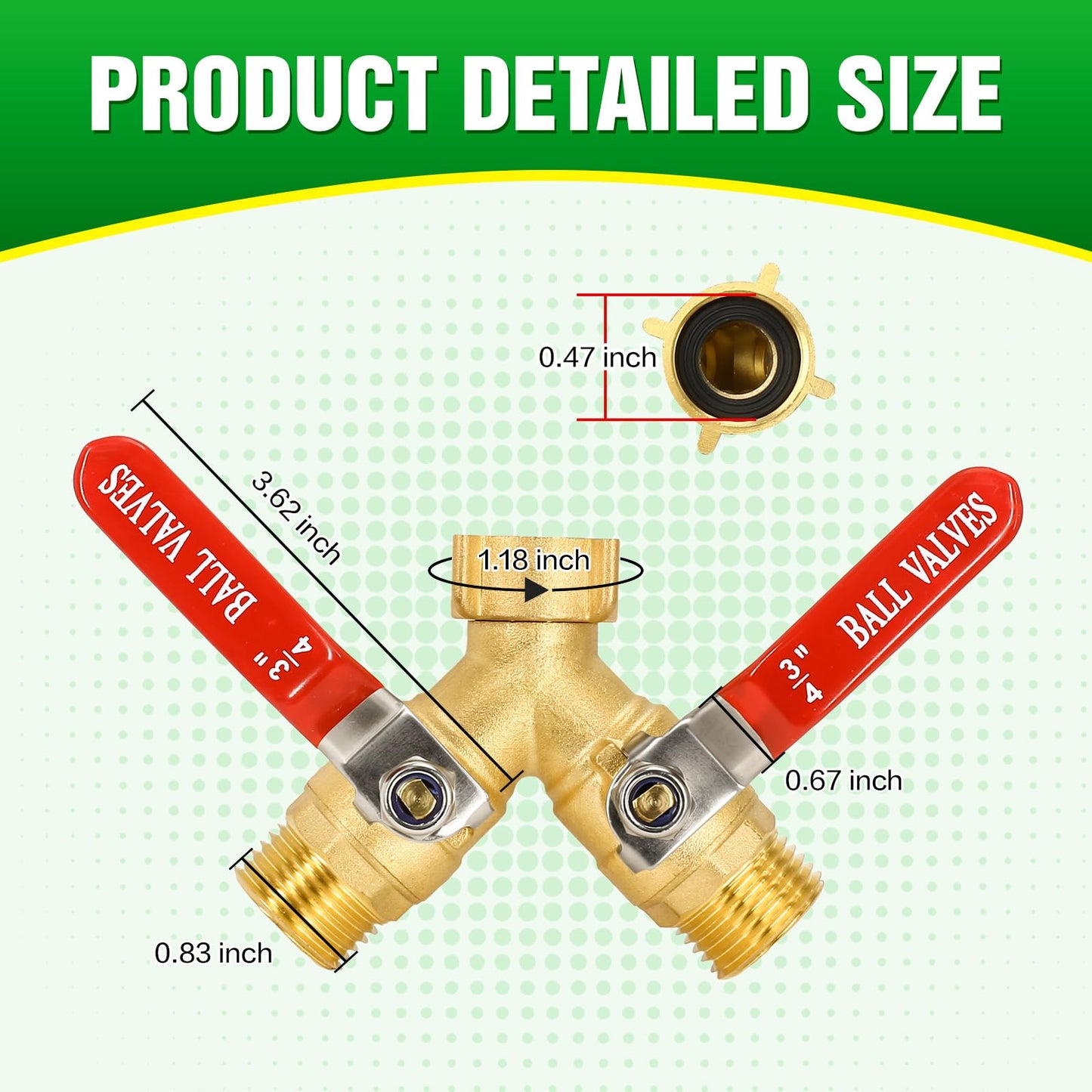 Breeze Touch Garden Hose Splitter, Brass Hose Splitter 2 Way Heavy Duty, Outdoor Water Faucet Splitter with Metal Extended Handle, Outdoor Faucet Connector for Lawn, Irrigation & Washing