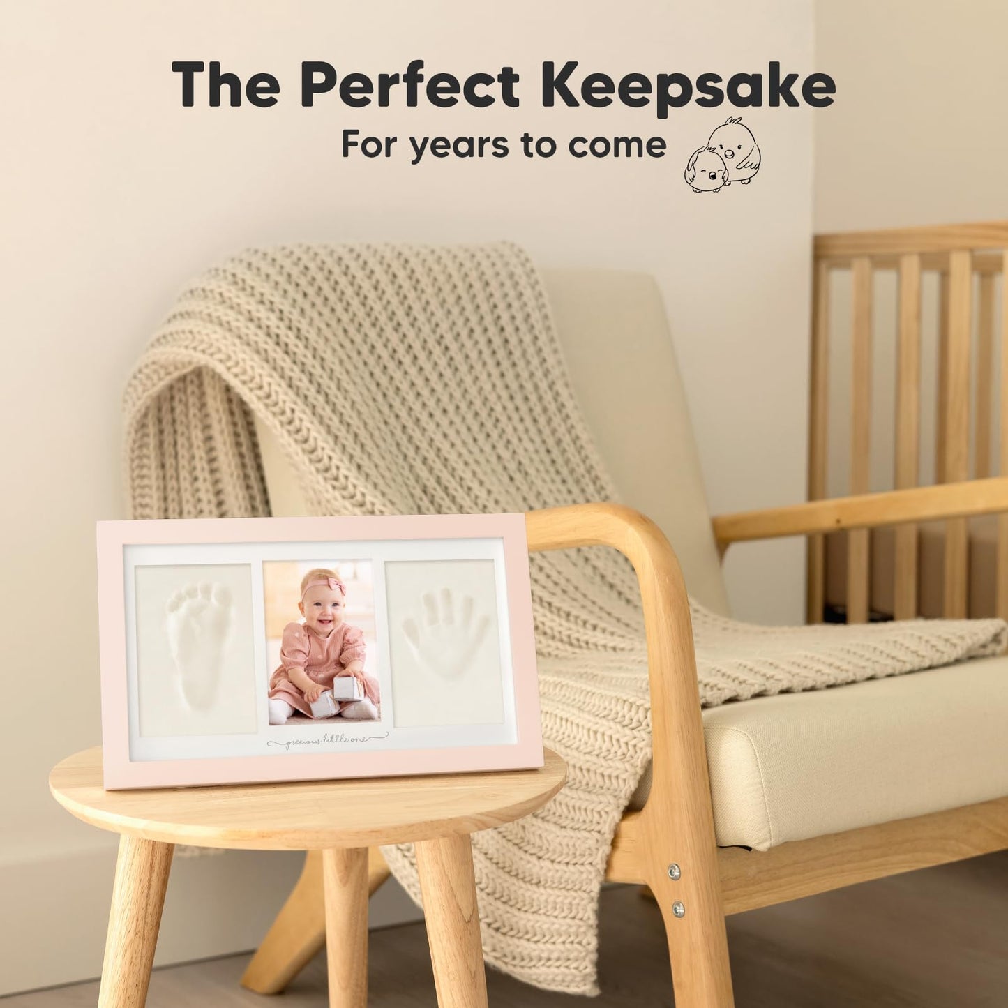 KeaBabies Baby Hand and Footprint Kit - Clay Handprint Keepsake Frame, Newborn Nursery Picture Frame, Personalized New Mom Gifts for Shower & Registry, First Mother's Day (Petal Pink)