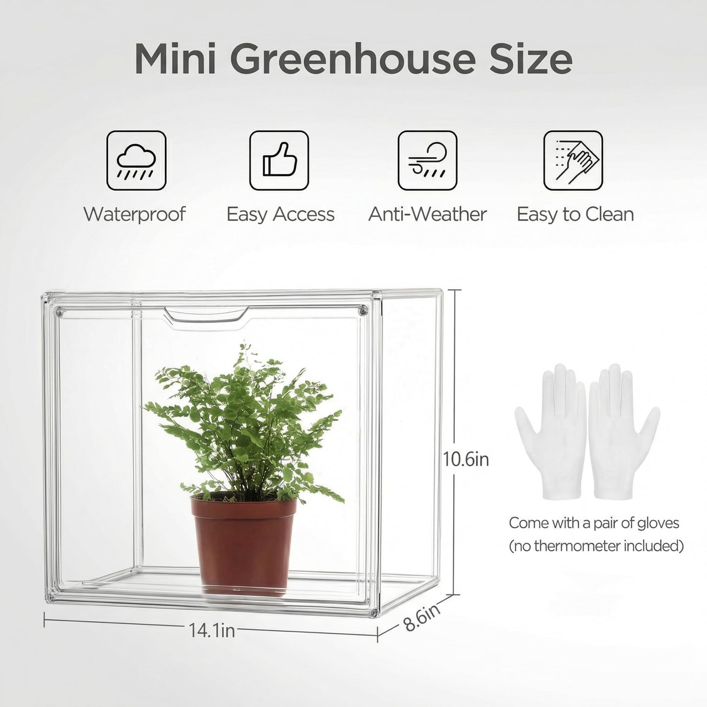 HBlife Mini Greenhouse for Indoor, Clear Stackable Green House with Magnetic Waterproof Door for Small Plants Nursery Germination, Tabletop Portable Greenhouse, 14.1x8.6x10.6 Inch (2 Pack)