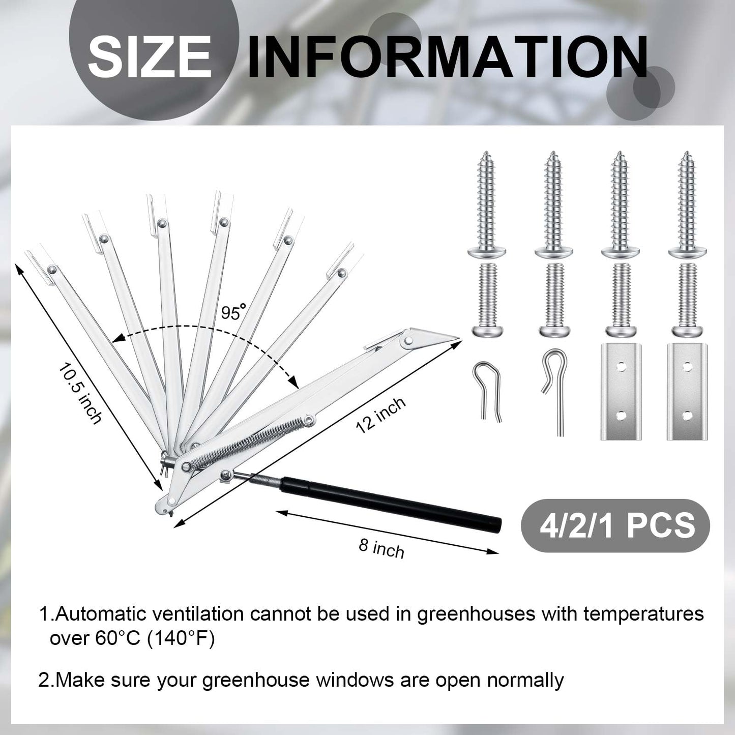 Amylove 4 Pcs Dual Spring Automatic Roof Vent Opener Greenhouse Accessories Solar Greenhouse Heater Sensitive Ventilation Kit Automatic Window Vent Opener Replacement for Gardening