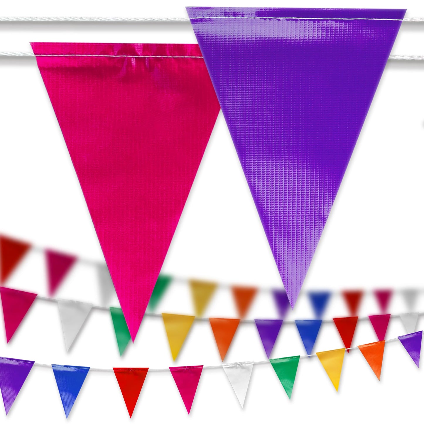 NACARUM 102ft Party/Celebration Multicolor Pennant Banner Flags | OSHA 500lb Rated | Strand Fade Resistant