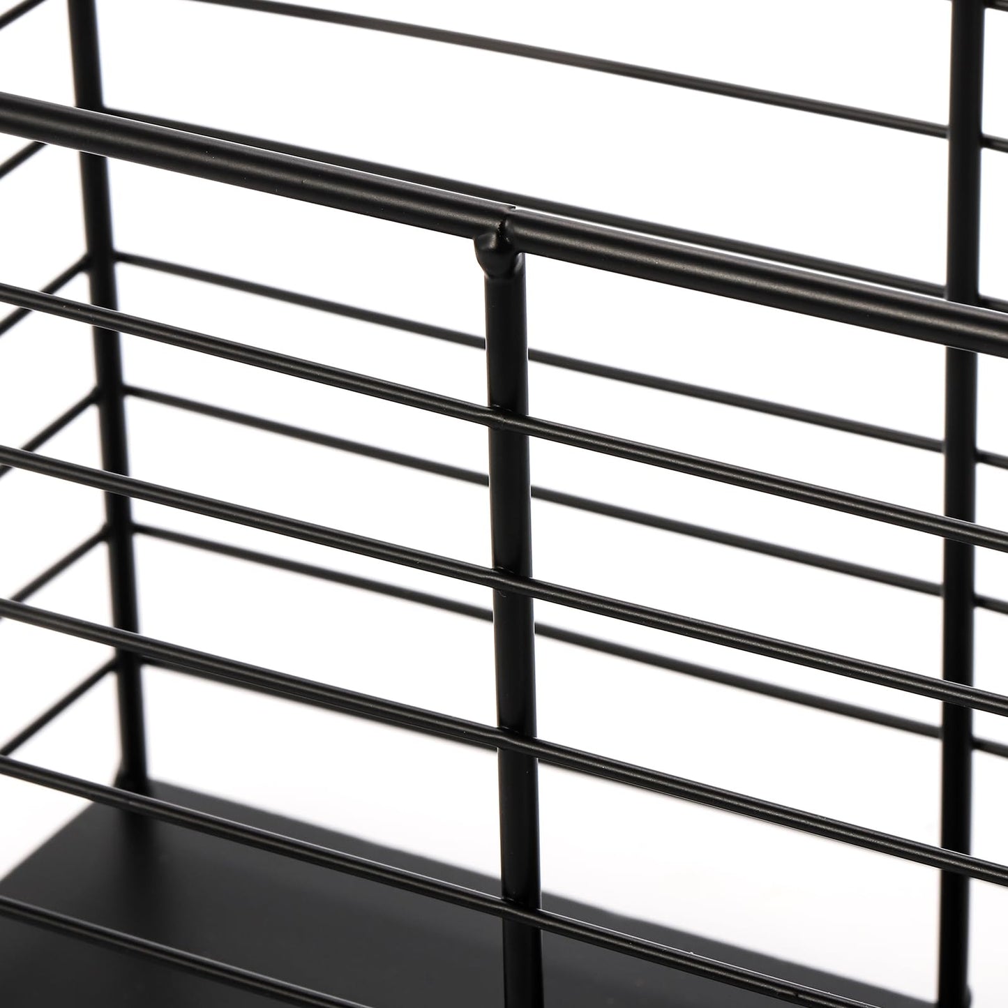 Noamus Metal Magazine Rack, Newspaper Book Tablet Storage Basket, File Holder Mail Organizer Bin with Handles, Iron Wire Black Folder Stand Holder for Home Office Bathroom Bedroom Den Living Room