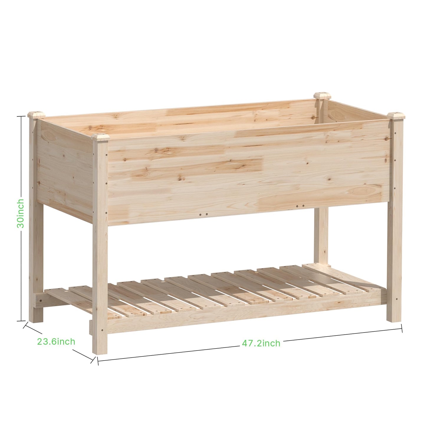 RTDTD Raised Garden Bed with Legs,47.2x23.6x30in Wooden Raised Garden Box with Bed Liners,Storage Shelf for Outdoor Garden, Patio, Elevated Wood Planter for Vegetables, Fruits, Flowers