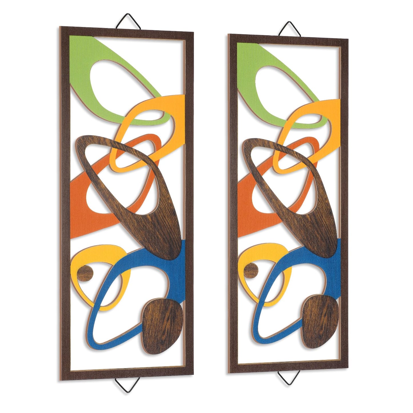 CroBlissful 2 Pcs Mid Century Wall Art Mid Century Modern Decor Elegance Wall Accents Wood Abstract Decor Geometric Panels for Interior Panel Wood Art for Home Living Room