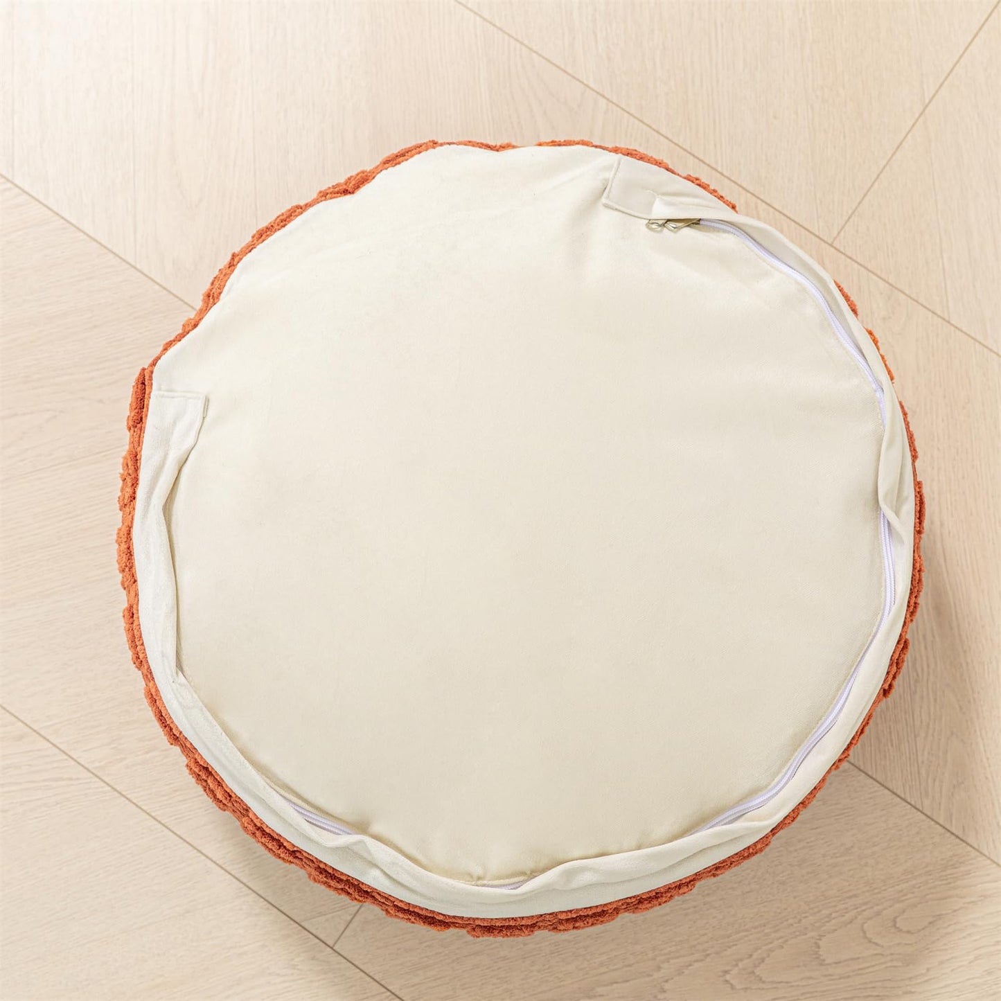Asuprui Round Floor Pillow Soft Floor Cushion for Sitting Fur Meditation Pillow Premium Yoga Pillow for Living Room Bedroom Balcony Outdoor (Orange)