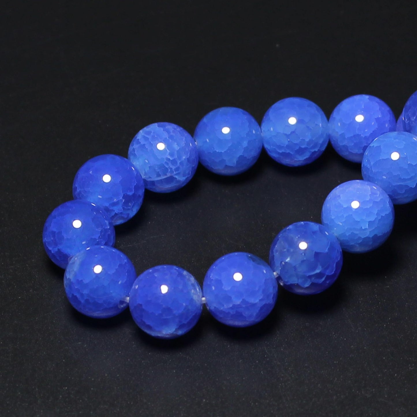 MJDCB Natural Stone Beads 8mm 43pcs Round Blue Dragon Vein Agate Loose Gemstone Bead Charms for Jewelry Making Bracelet Necklace Earring Pendant