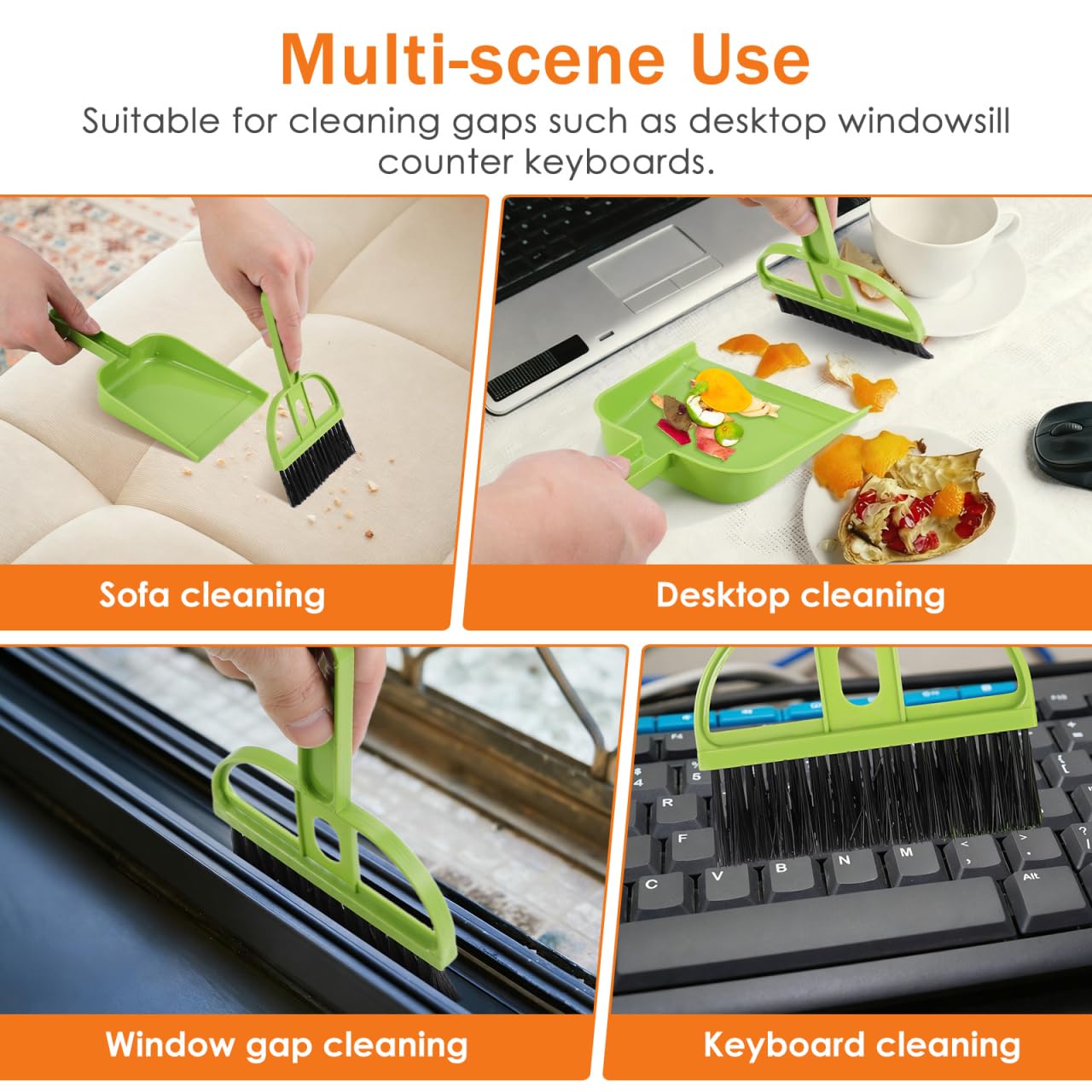Healifty Mini Broom and Dustpan Set 6-Piece Portable Desk Cleaning Brush Set with Soft Bristles for Keyboard Desktop Pet Hair and Hard Floor Use
