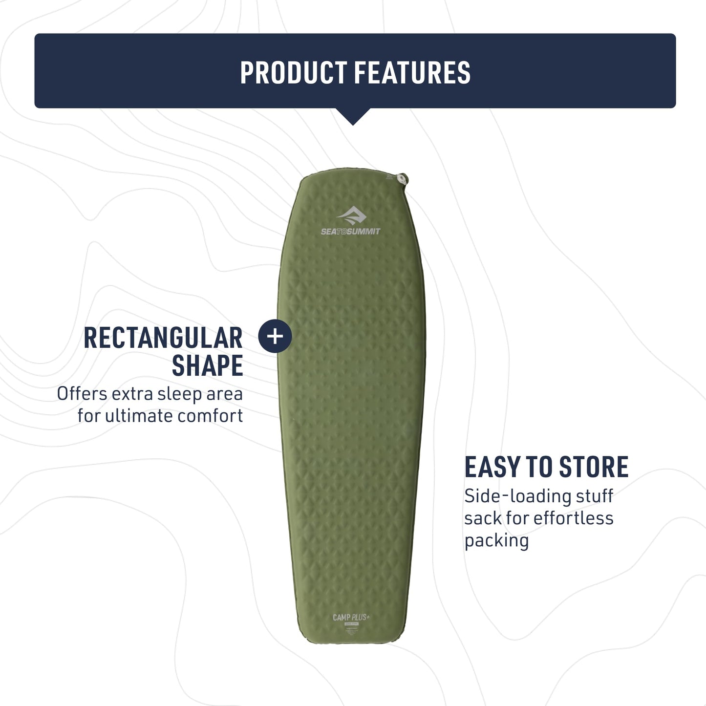 Sea to Summit Camp Plus Self-Inflating Foam Sleeping Mat for Camping - Rectangular - Large (78 x 25.2 x 2.6 inches)