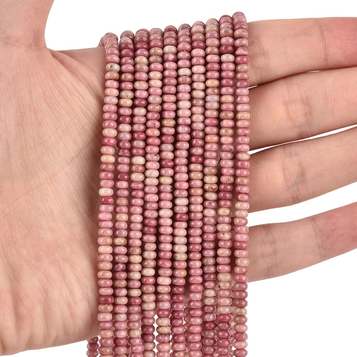 160pcs 4x2mm Natural Rhodochrosite Disk Rondelle Spacer Semi Precious Gemstone Loose Stone Beads for Jewelry Making 15 Inch
