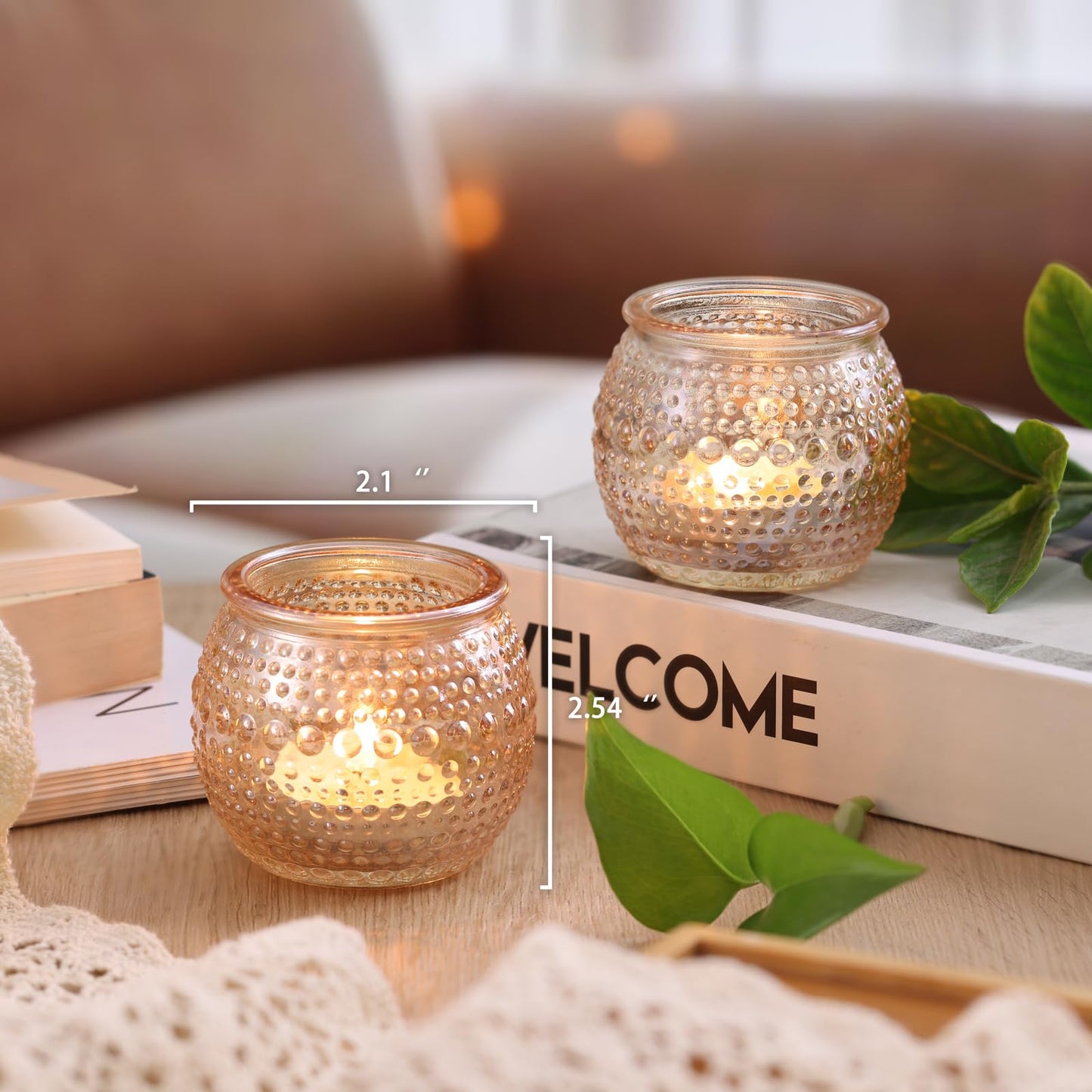 16 Pcs Gold Tea Light Candle Holders, Round Votive Candle Holders with Polka Dot Embossed, Gold Table Centerpiece for Weddings, Home Decor, Baby Shower, Special Occasions