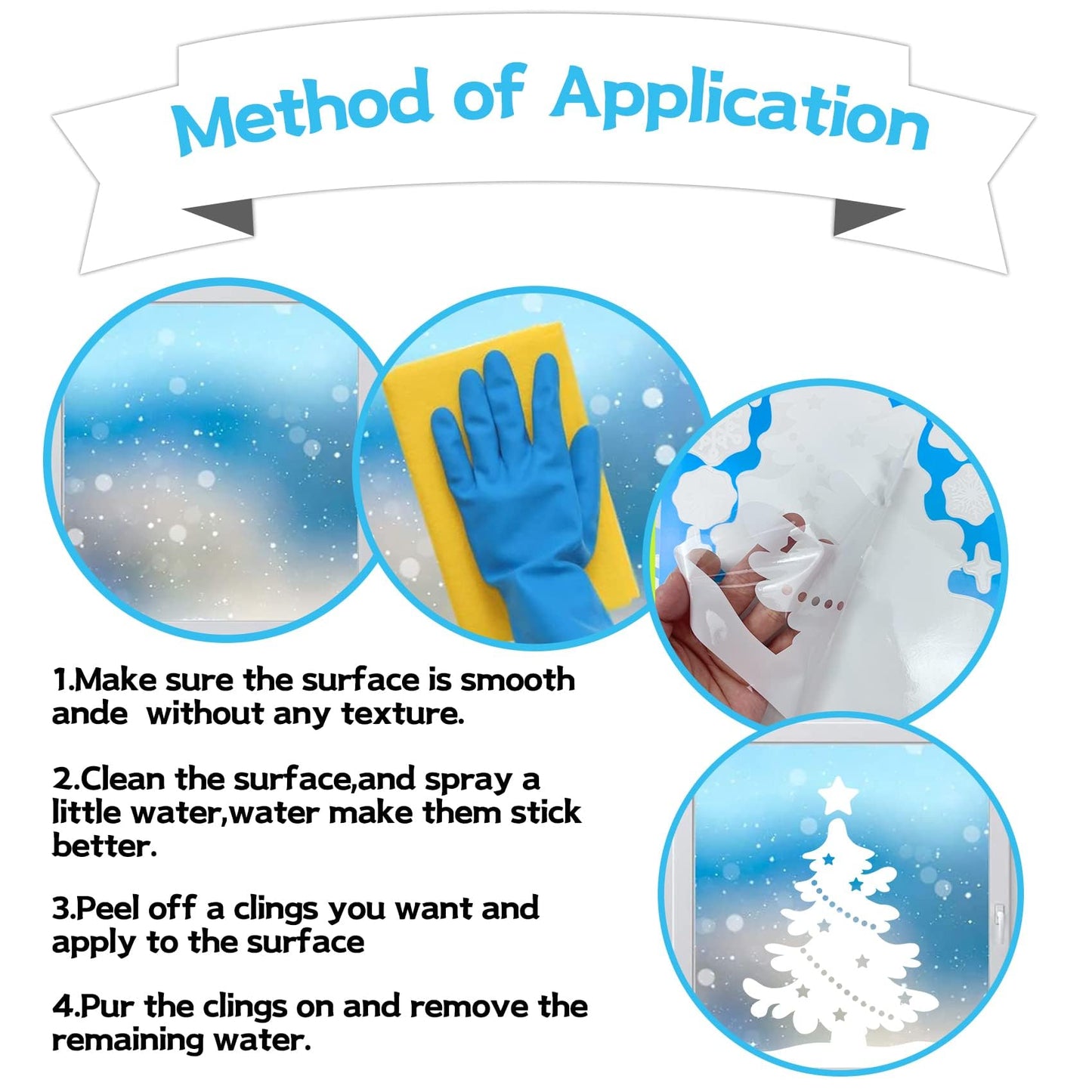 MISS FANTASY Christmas Window Clings Decorations, 10 Sheets Merry Christmas Scene Window Stickers for Glass Window Snowflakes Decals White Winter Snow Scene Xmas Decorations for Home Indoor