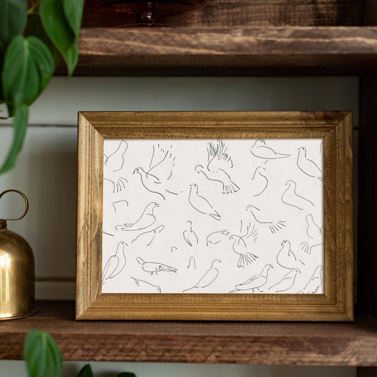 uniro Vintage Animal Drawing Birds Line Art Sketch Pigeon Wall Art Pencil Dove Poster Print Print and Poster Abstract Antique Aesthetic Minimalist Mid Century French Wall Art (8" x 10"-UNFRAMED)