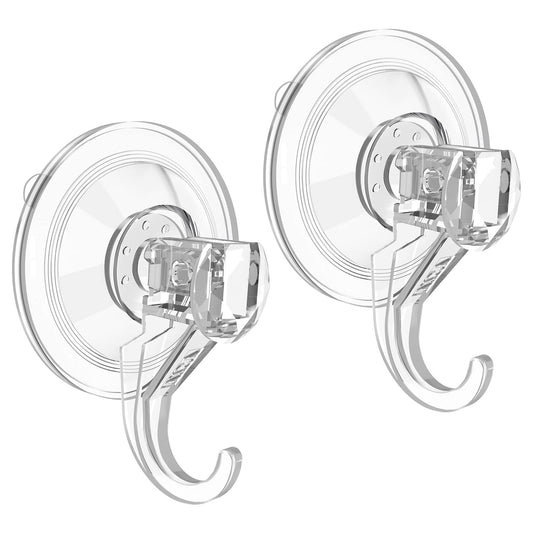 VIS'V Wreath Hanger, Large Suction Cup Wreath Hooks, Heavy Duty, 22 LB Capacity, Removable and Reusable, Clear, 2 Pcs