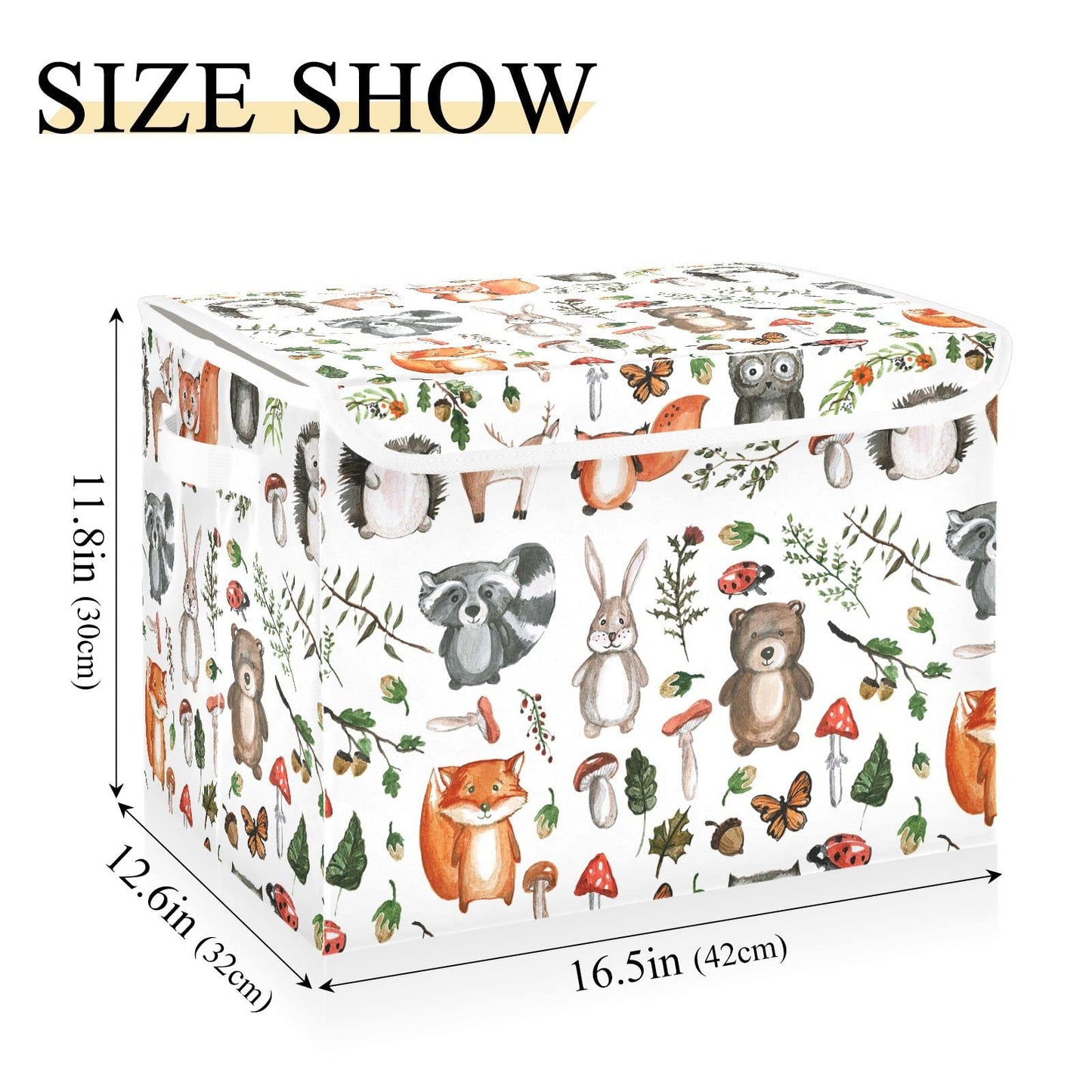 senya Large Storage Bins with Linen Collapsible Foldable Storage Cubes Fabric Closet Organizer Containers box with Flip-Top Lid for Home Bedroom Office 16.7 x 12.6 x 11.8in (Linen-woodland)