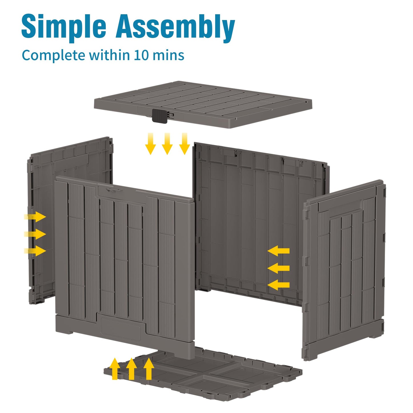 Outdoor Storage Box, 30 Gallon Resin Waterproof Deck Box, Lockable, Built-in Handle, Outside Storage Container for Patio, Garden and Garage