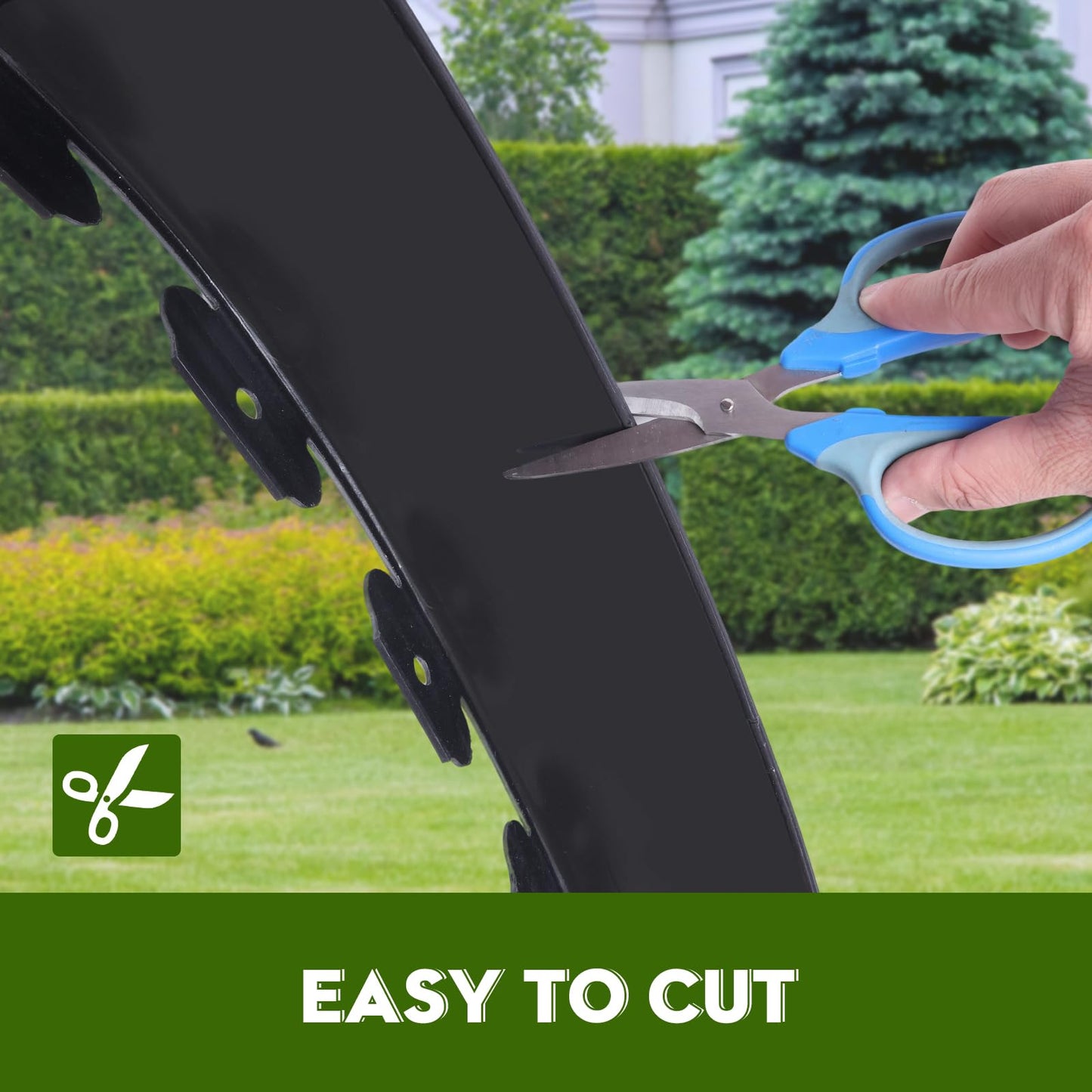 No Dig Landscape Edging 33FT, 4 Inch Plastic Edging for Landscaping with 100 Spikes, for Garden, Lawn, Flower Beds and Yard, Black