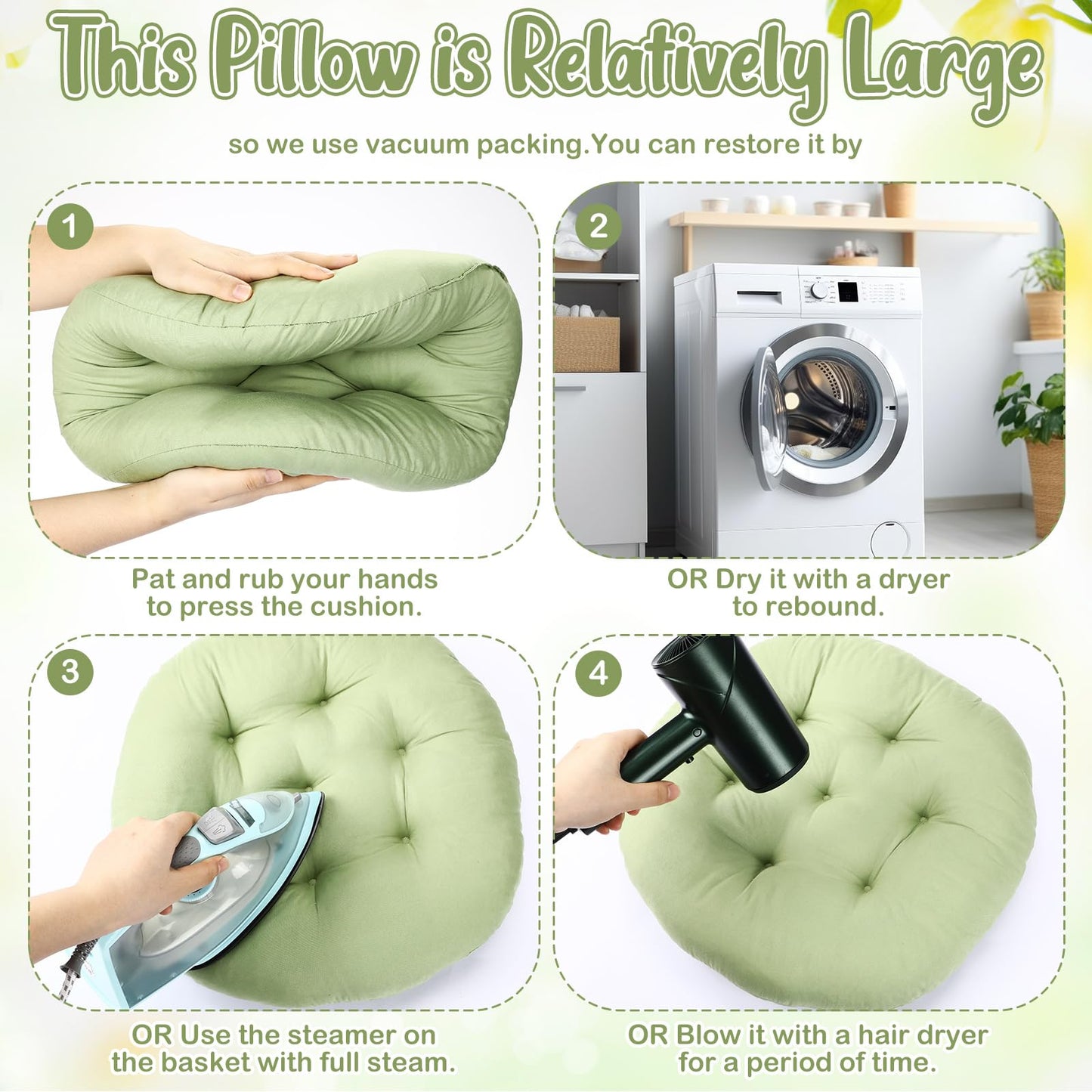 Fumete 12 Pcs Floor Pillows Cushions Seating 16 x 16 Inches Color Round Seat Reading Floor Chair Cushions for Kids Adults Classroom Home School Playing Supplies(Green)