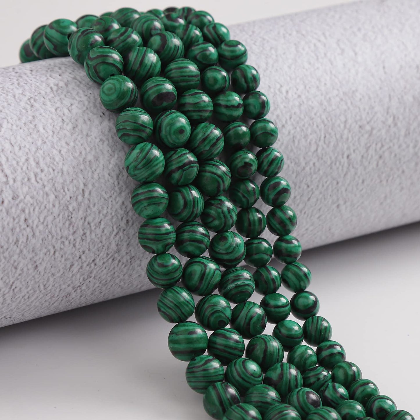 45pcs 8mm Malachite Loose Beads for Jewelry Making, Natural Semi Precious Beads Round Smooth Gemstone Spacer Beads Charms for Necklaces Bracelets