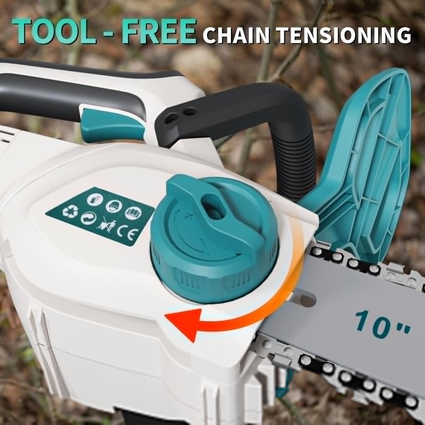 Wugeku 12" & 10" Electric Chainsaw Cordless, 20V Brushless Battery Chainsaws with 2 x 4.0AH Batteries - 4 x Chains, Auto Oiler, Tool-Free Chain Tension, Safety Lock